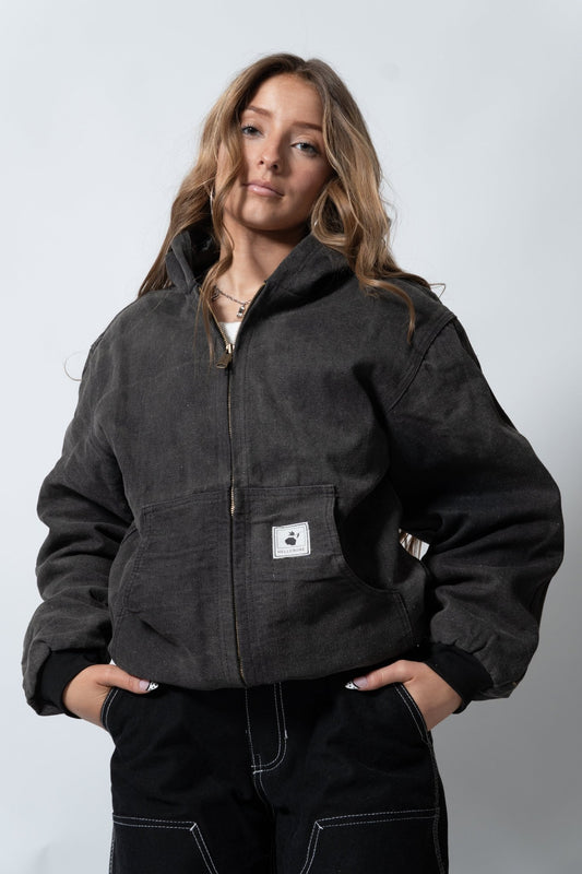Acid Wash Hooded Jacket - The Hellebore Shop