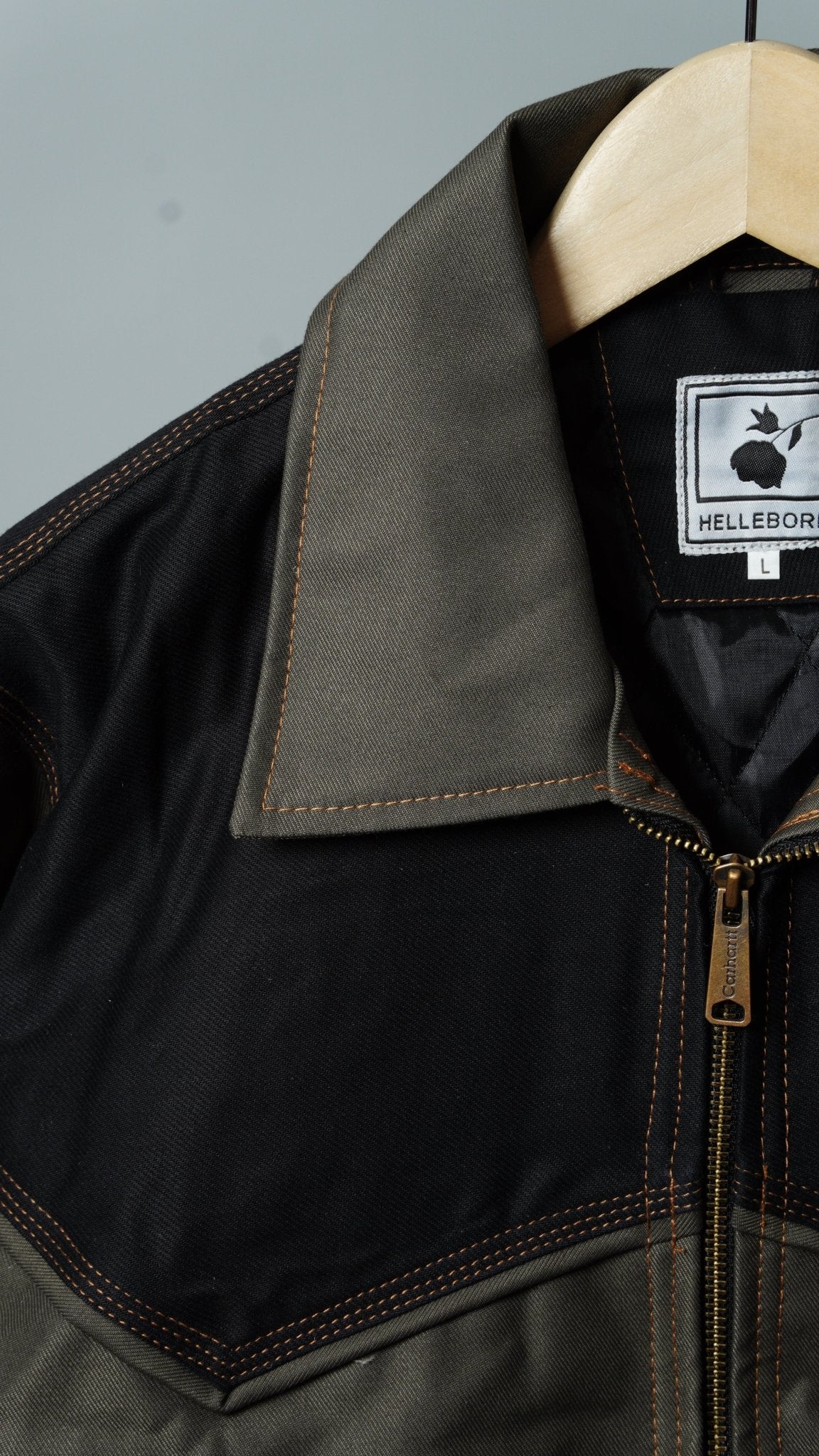 Black & Gray Colorblock Workwear Jacket - The Hellebore Shop