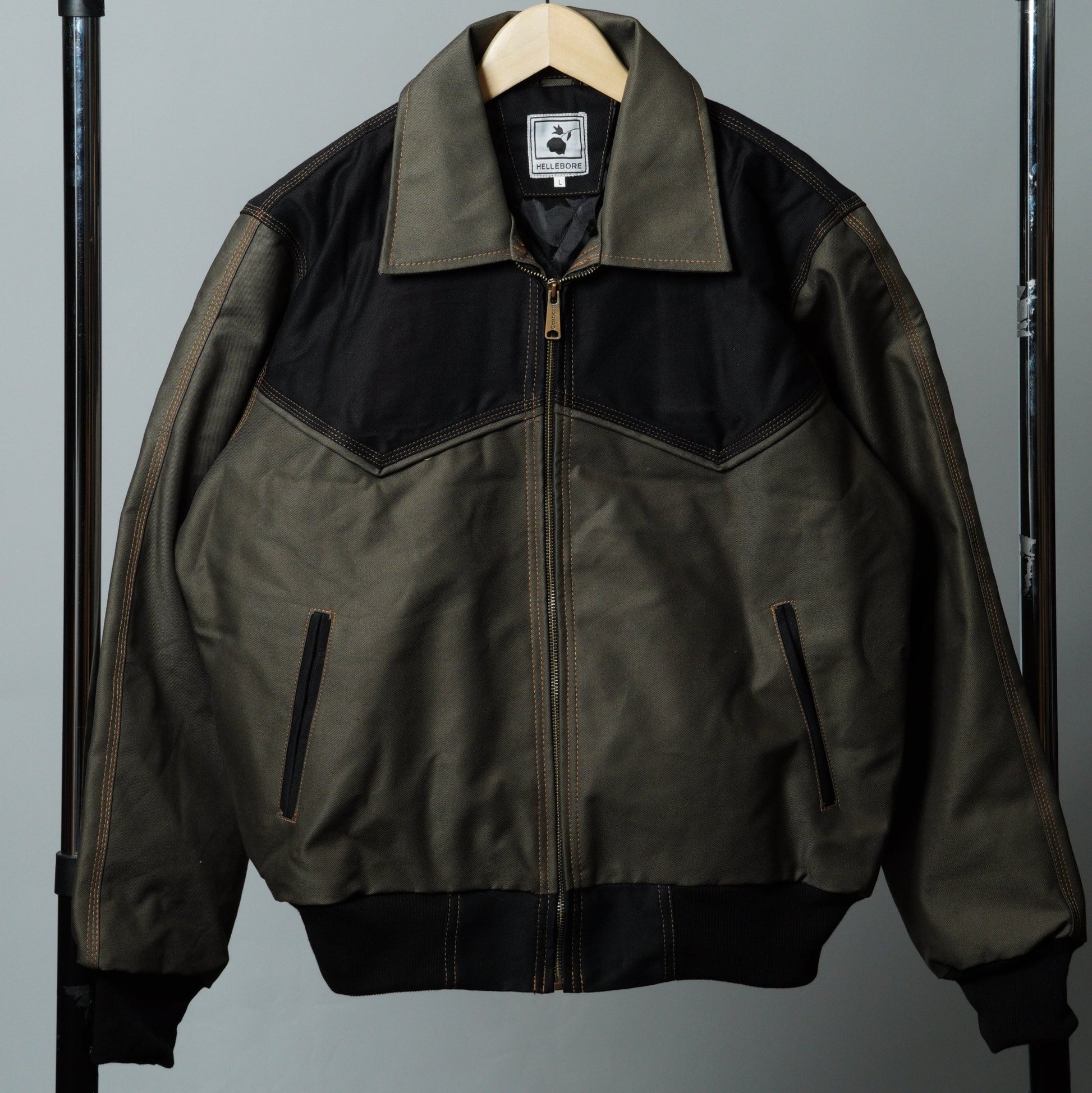 Black & Gray Colorblock Workwear Jacket - The Hellebore Shop