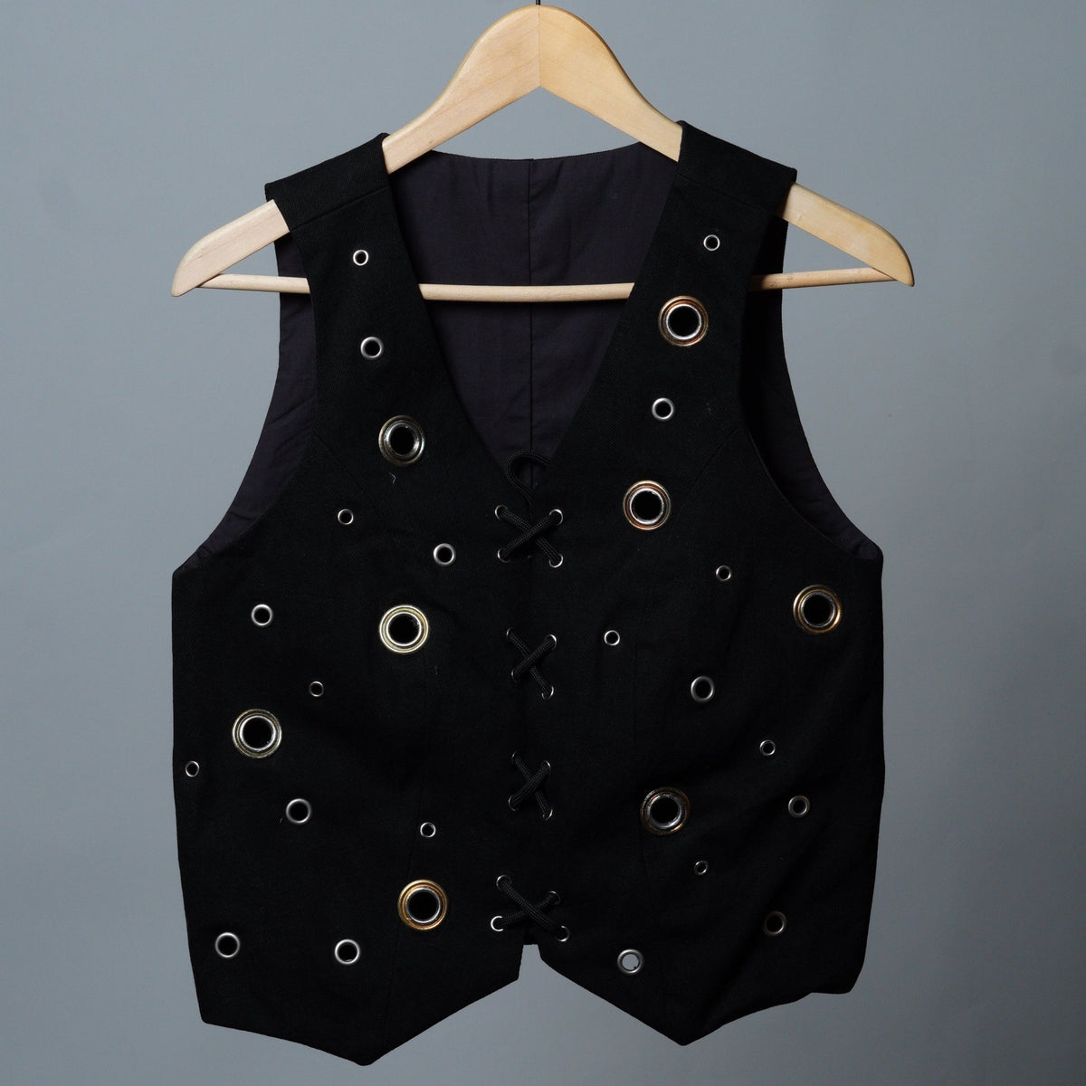 Denim Grommet Lace Up Vest - The Hellebore Shop