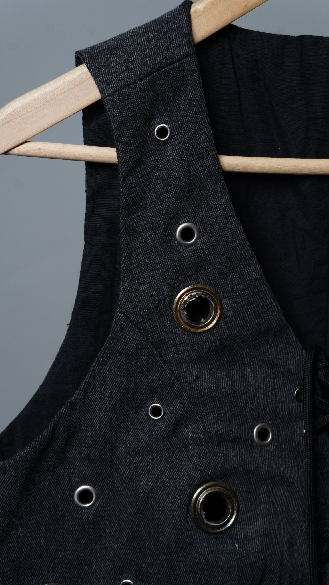 Denim Grommet Lace Up Vest - The Hellebore Shop