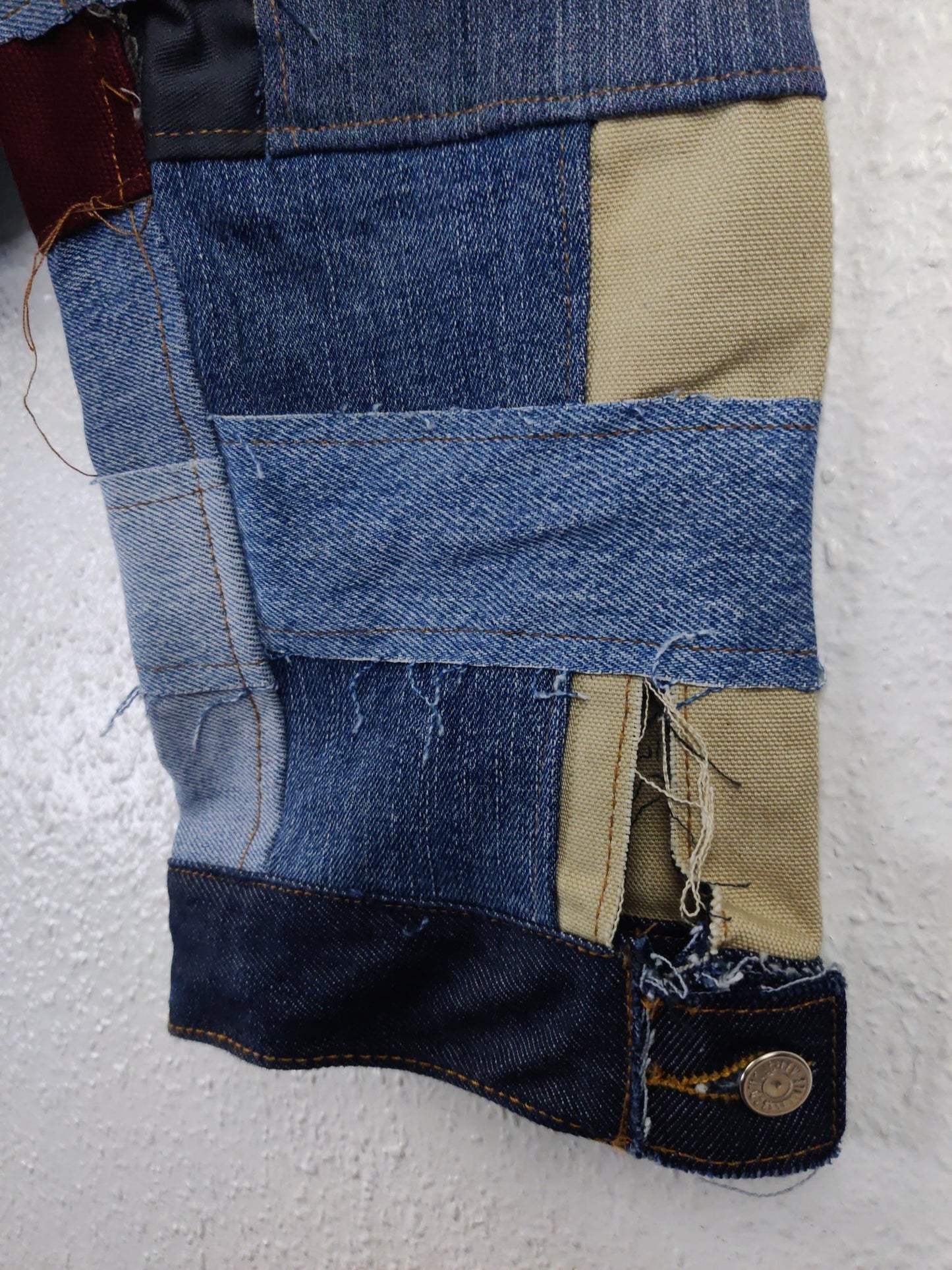 Denim Patchwork Raw Jacket Multi Patches - The Hellebore Shop