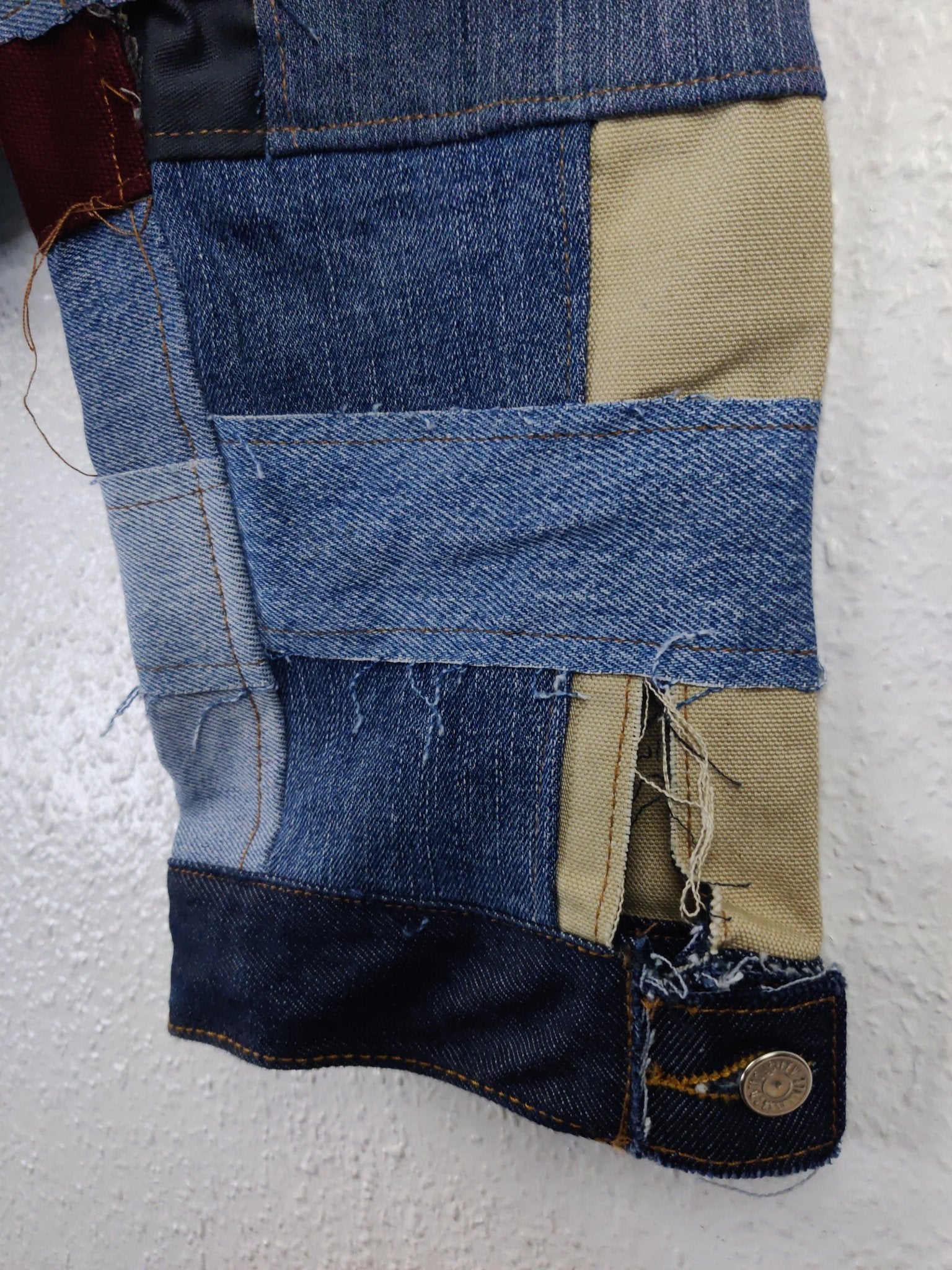 Denim Patchwork Raw Jacket Multi Patches - The Hellebore Shop