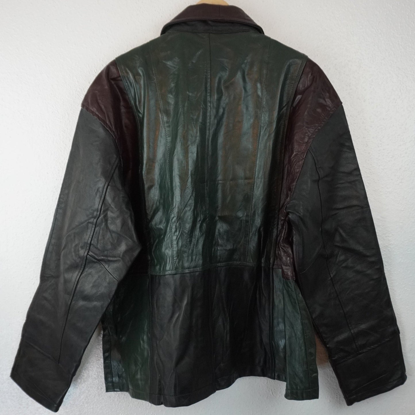 Leather Jacket Size L Maroon Green - The Hellebore Shop
