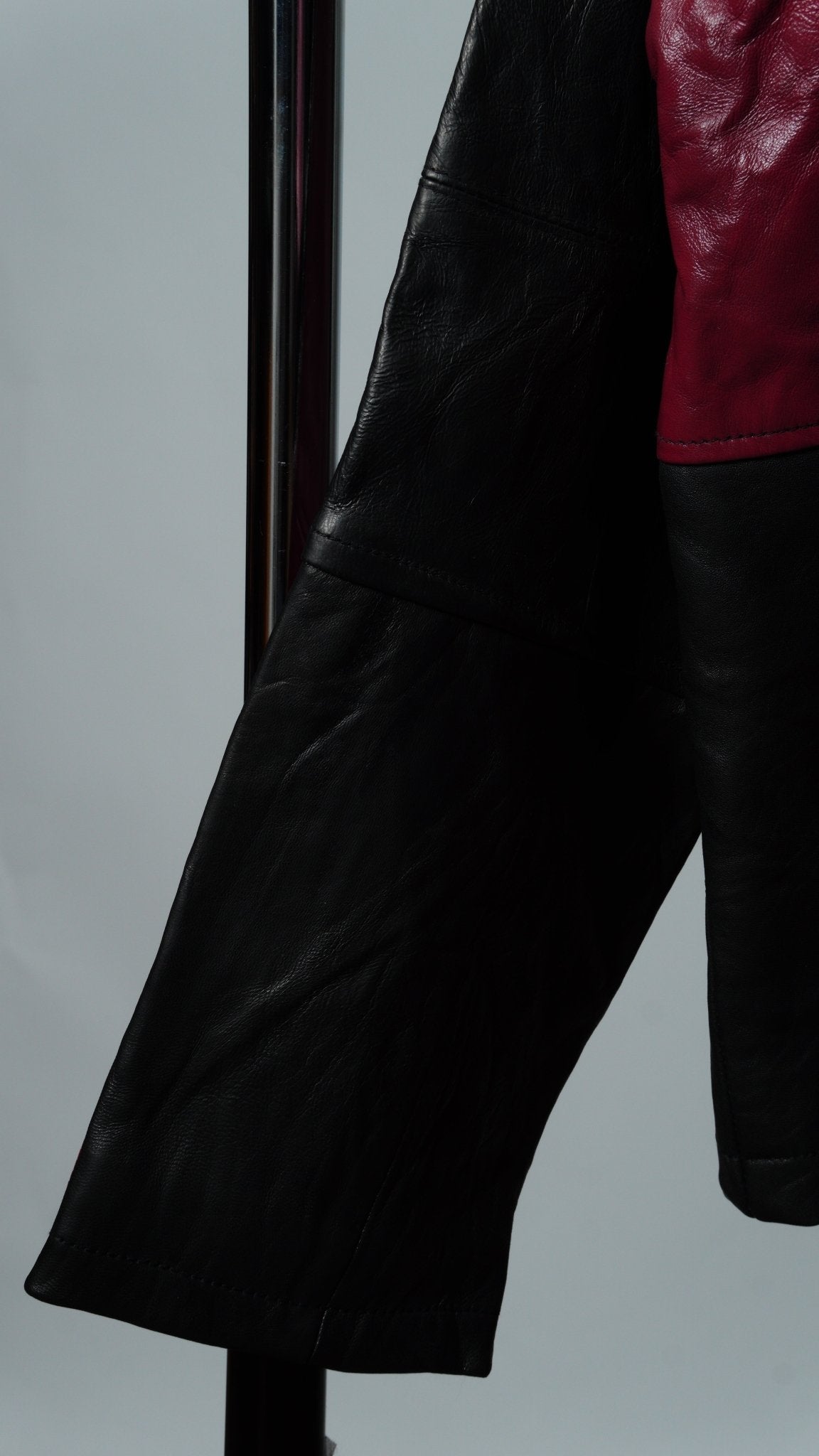 Leather Jacket Size L Red Black Brown - The Hellebore Shop