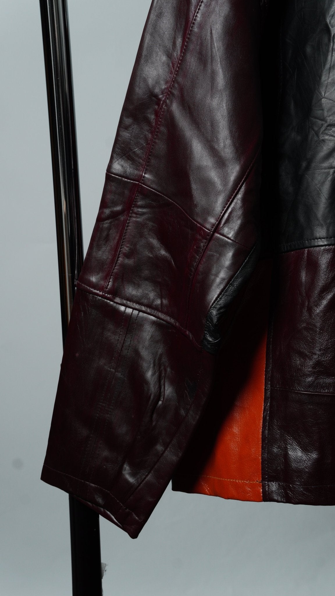Leather Jacket Size L Tan Black - The Hellebore Shop