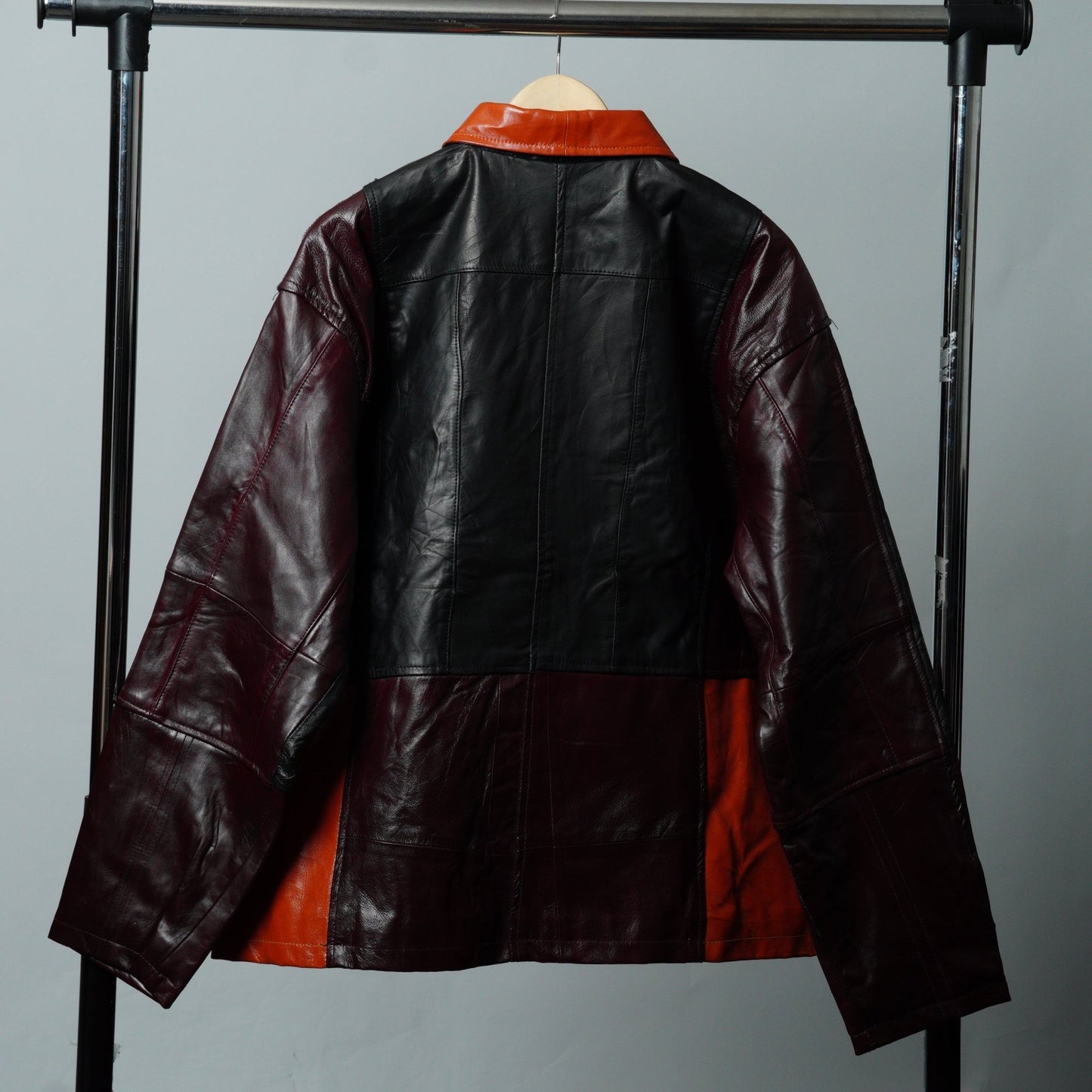 Leather Jacket Size L Tan Black - The Hellebore Shop