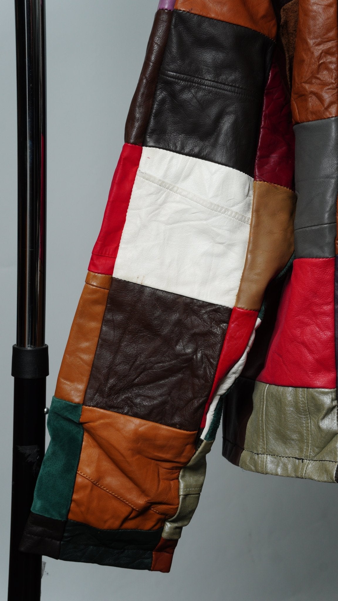 Leather Jacket Size M Multicolor Patchwork - The Hellebore Shop