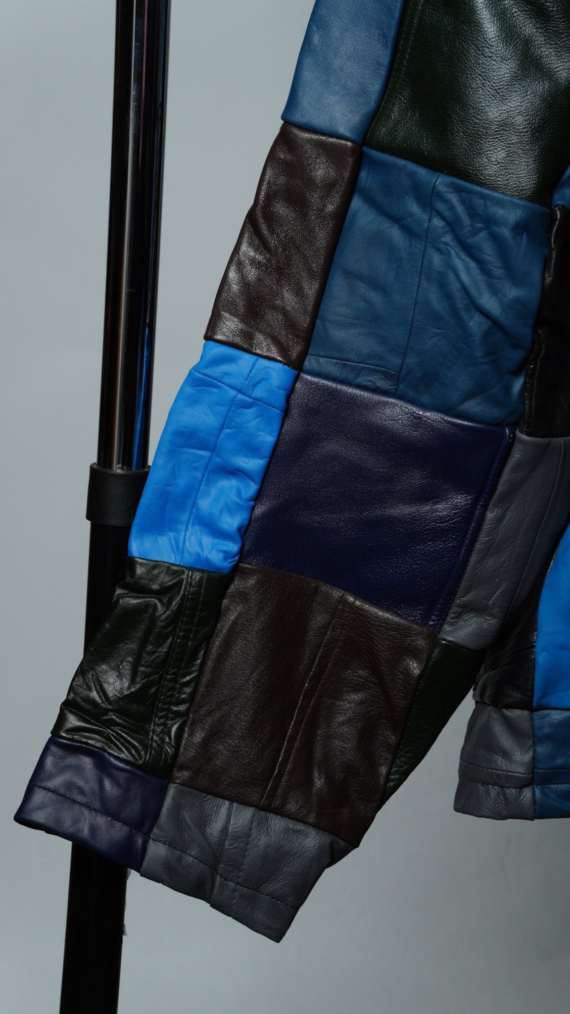 Leather Jacket Size XL Multicolor Patchwork - The Hellebore Shop