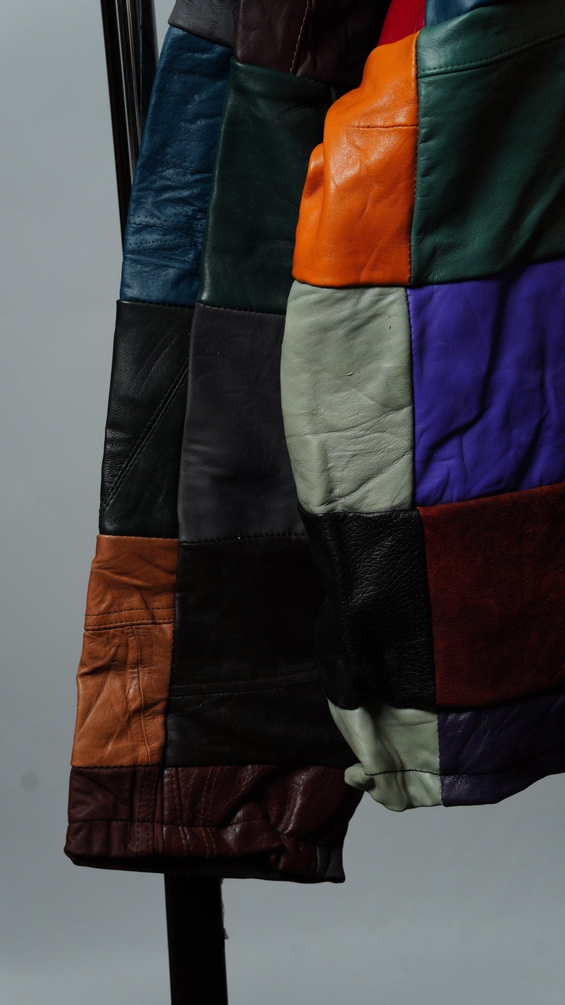 Leather Multicolor Patchwork Jacket Size XL - The Hellebore Shop