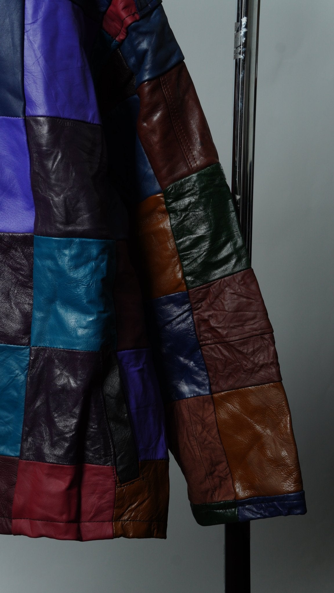 Leather Multicolor Patchwork Jacket Size XL - The Hellebore Shop