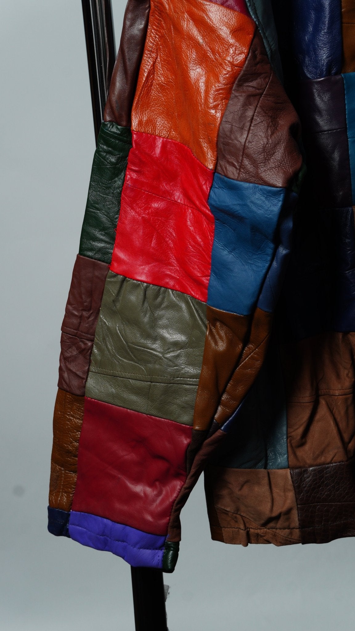 Leather Multicolor Patchwork Jacket Size XL - The Hellebore Shop