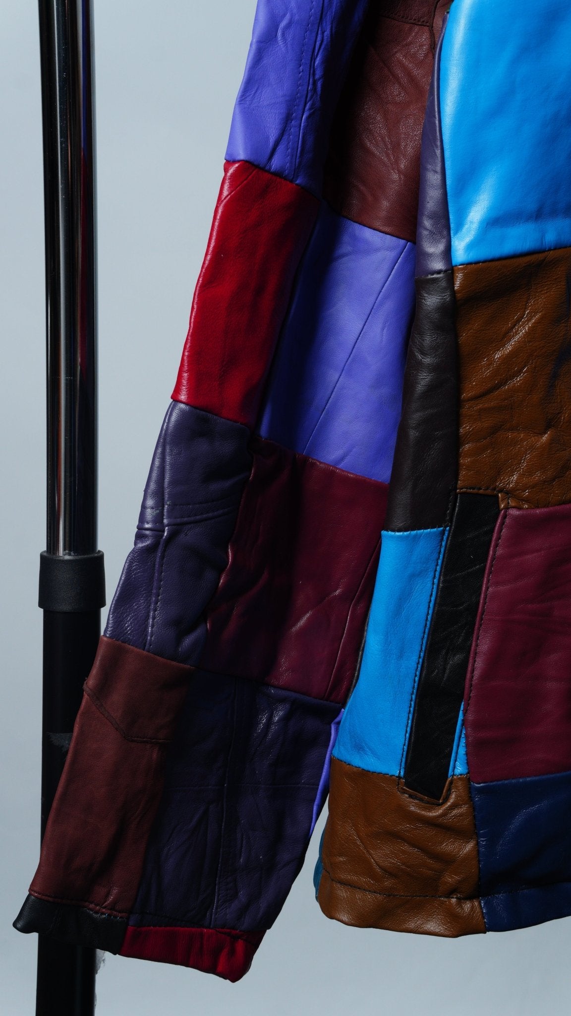 Leather Multicolor Patchwork Jacket Size XL - The Hellebore Shop