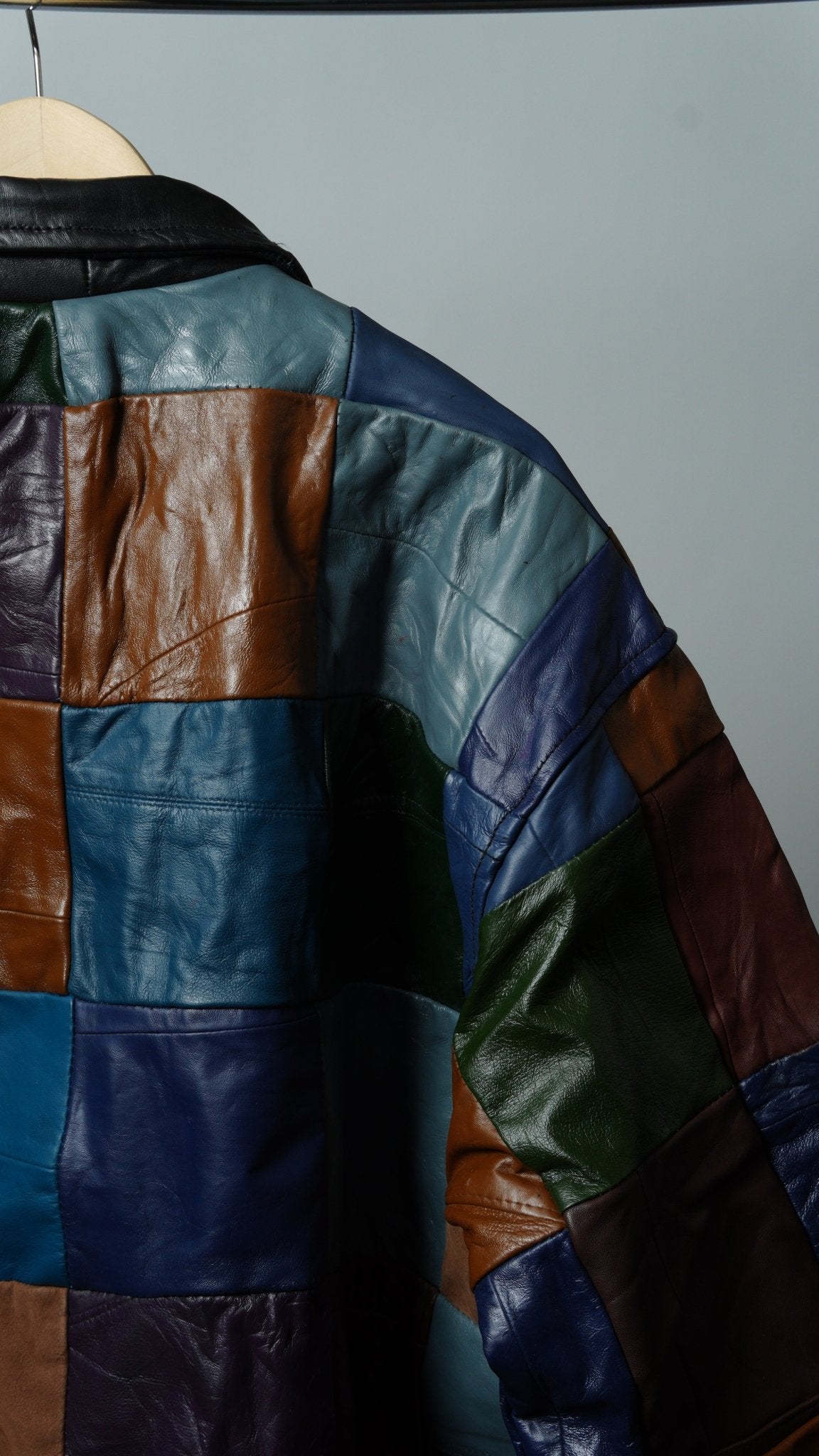 Leather Multicolor Patchwork Jacket Size XL - The Hellebore Shop