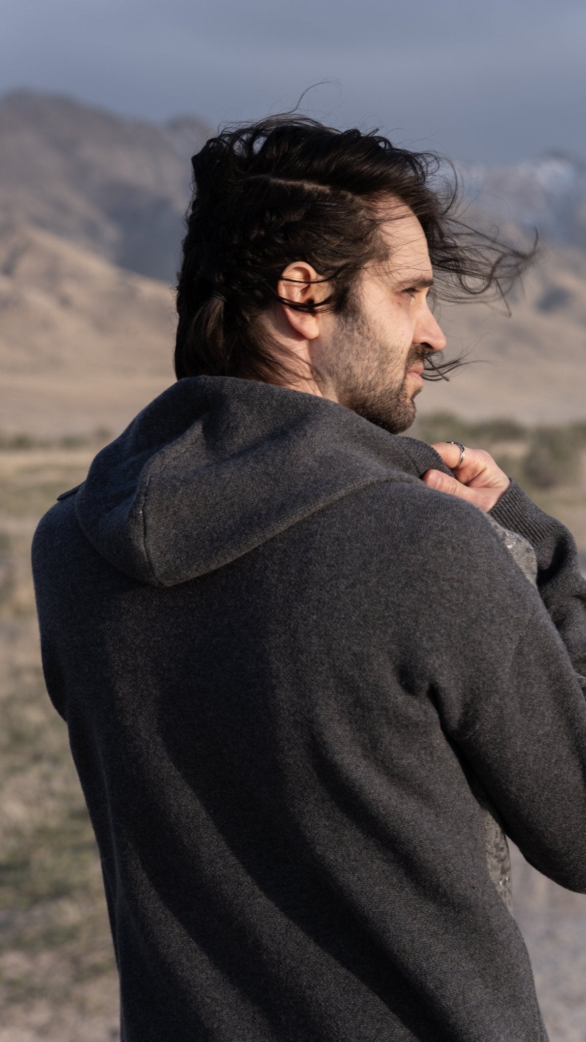 *PRE - ORDER* Extrafine Merino Wool Knit Skull Hoodie in Gray - The Hellebore Shop