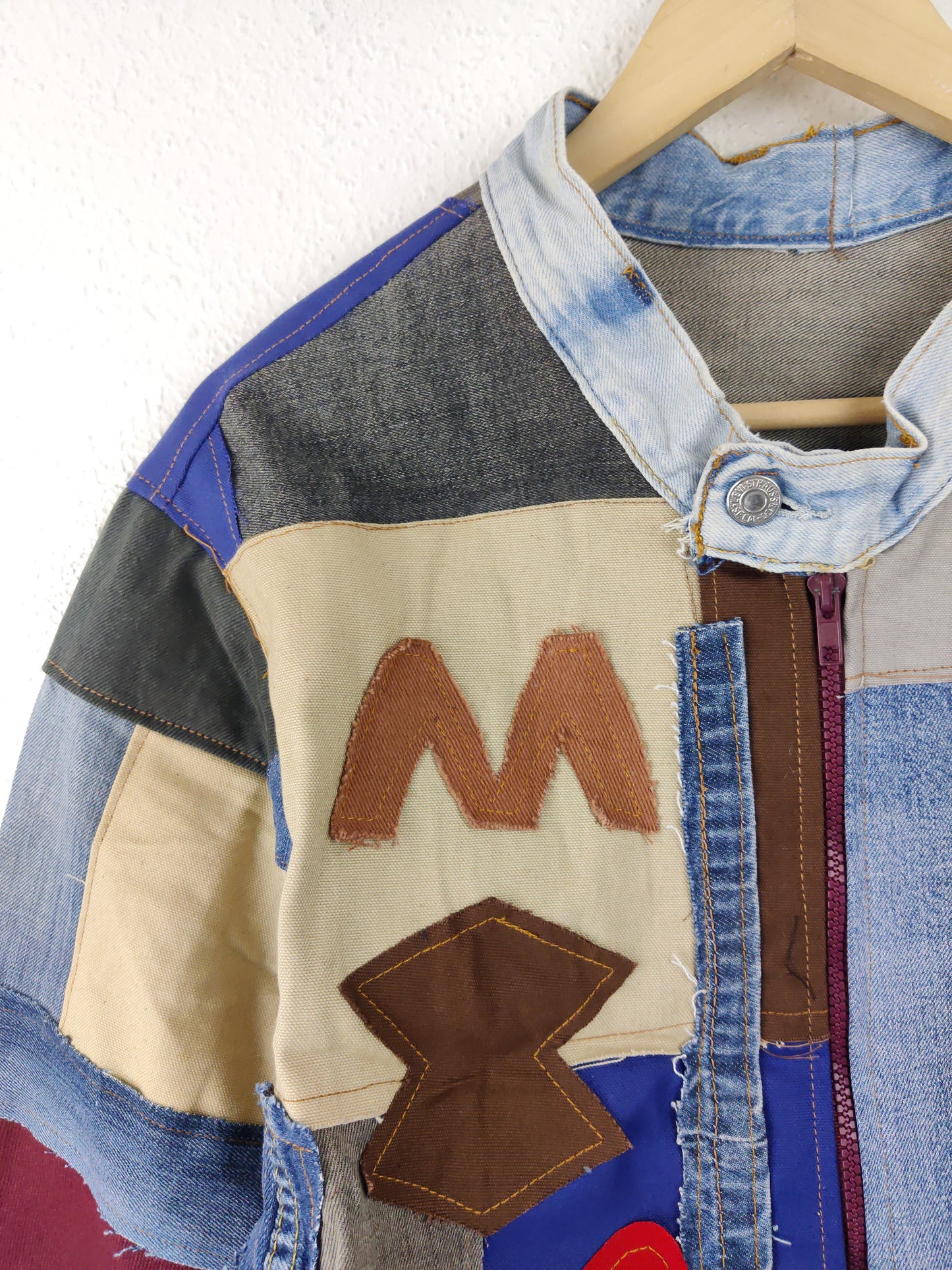 Denim Patchwork Raw Jacket Multi Patches