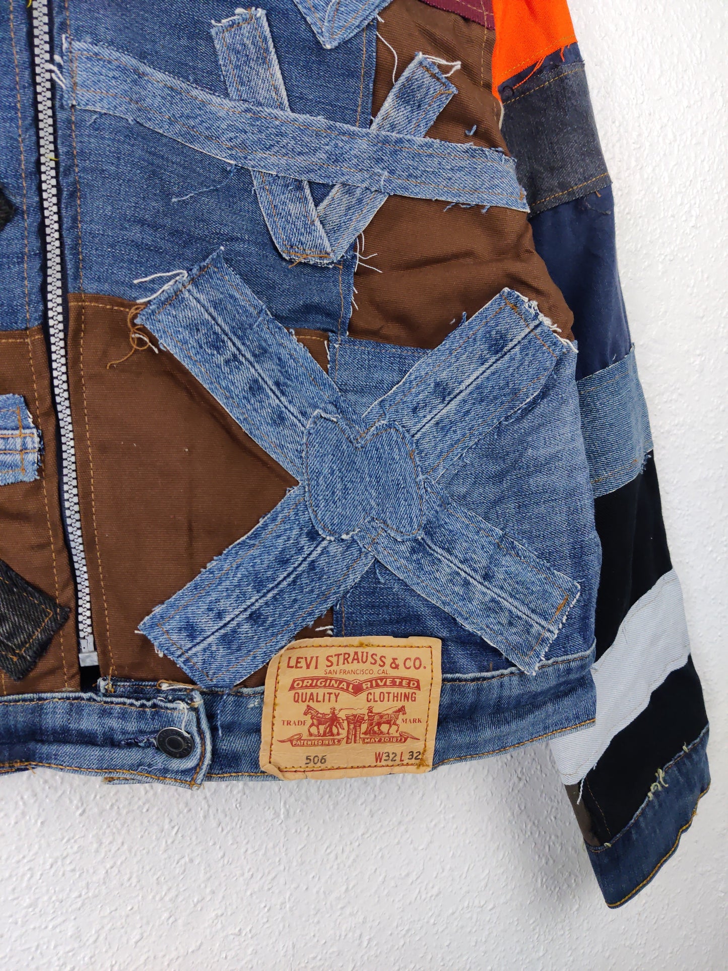 Denim Patchwork Raw Jacket Size M