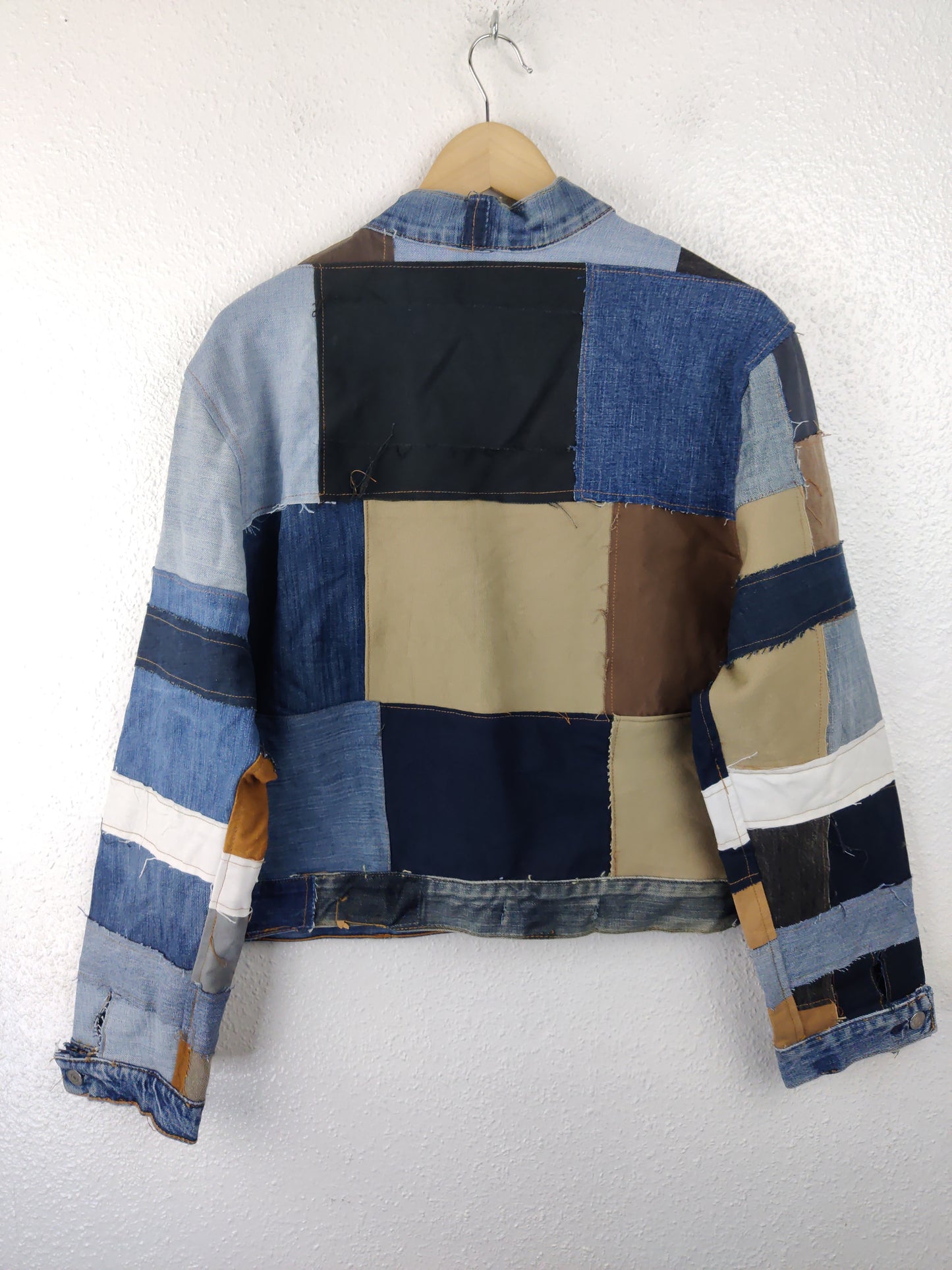 Denim Patchwork Raw Jacket Red Patches