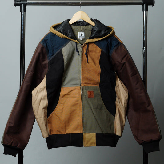 Upcycled Colorblock Hooded Jacket Size XL - The Hellebore Shop