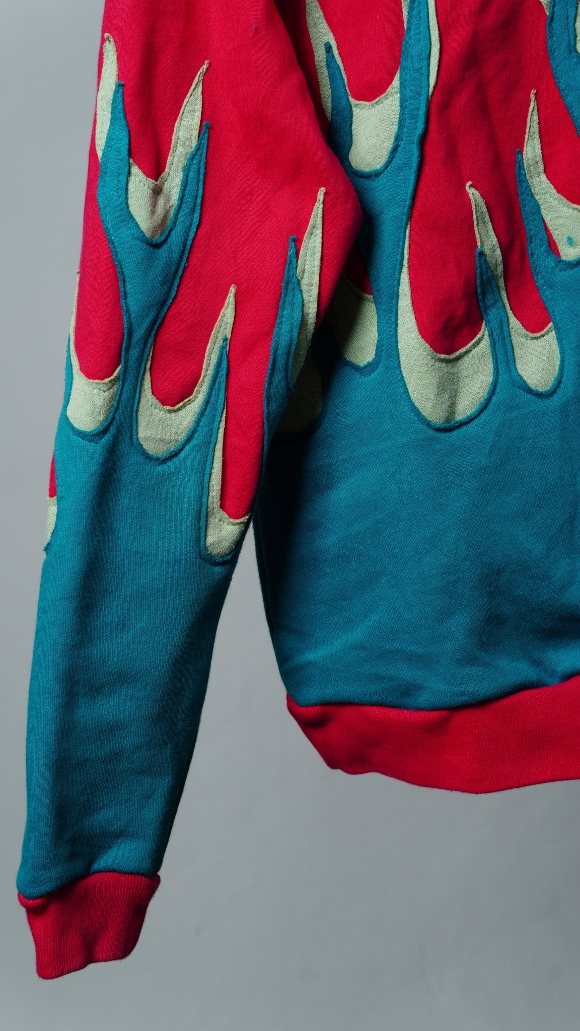 Upcycled Flame Sweatshirt Size Youth L (10 - 12) Girls - The Hellebore Shop