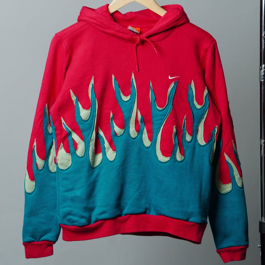 Upcycled Flame Sweatshirt Size Youth L (10 - 12) Girls - The Hellebore Shop