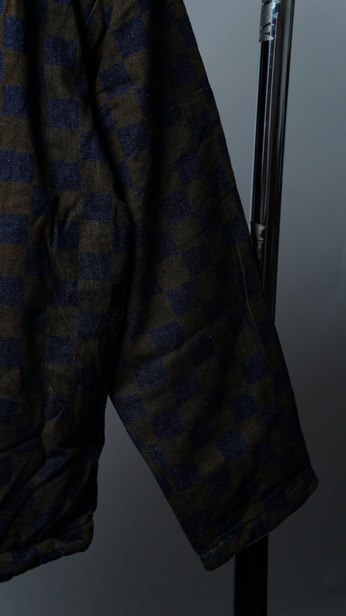 Upcycled Green & Navy Blue Checkered Jacket - The Hellebore Shop