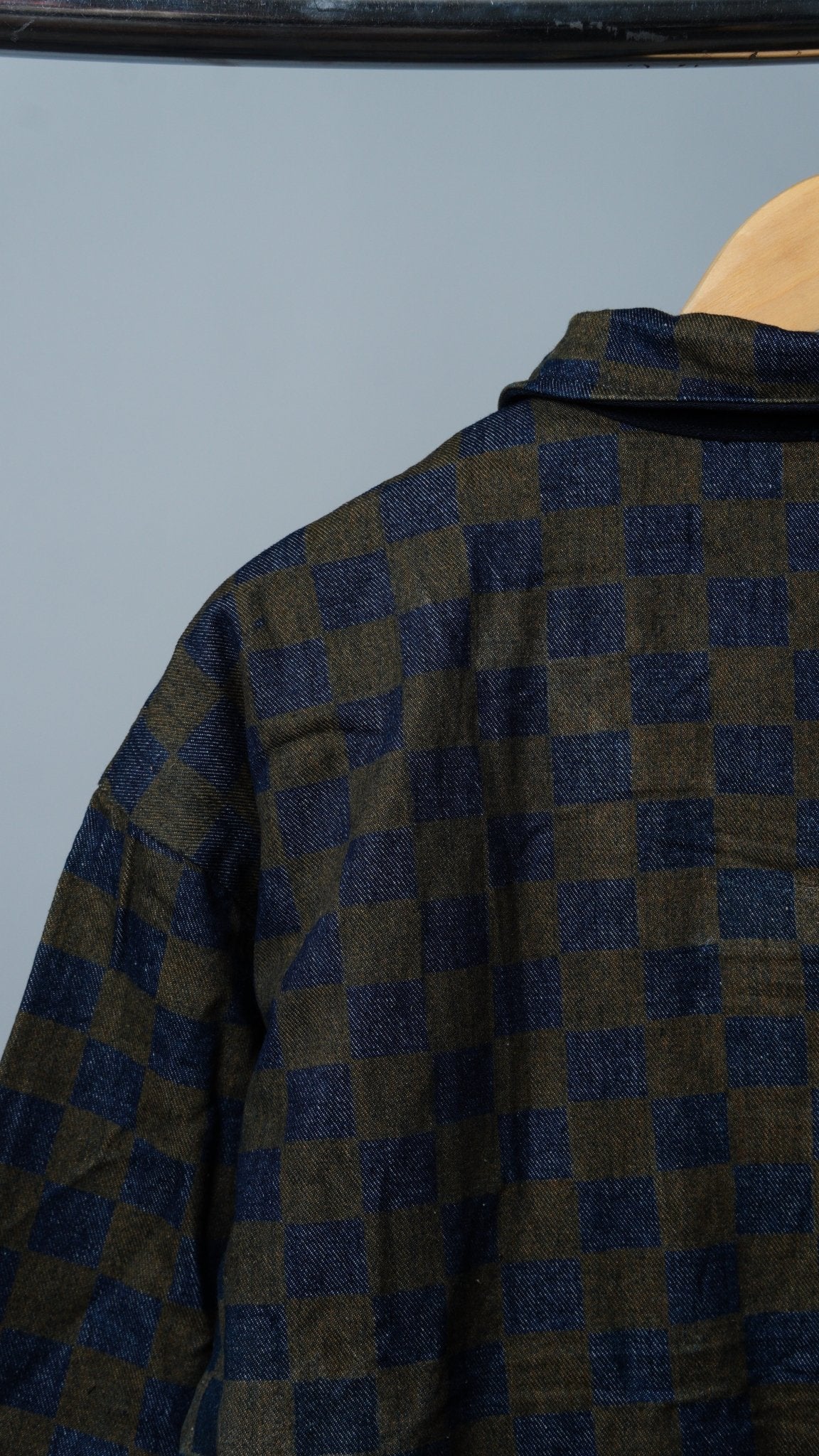Upcycled Green & Navy Blue Checkered Jacket - The Hellebore Shop