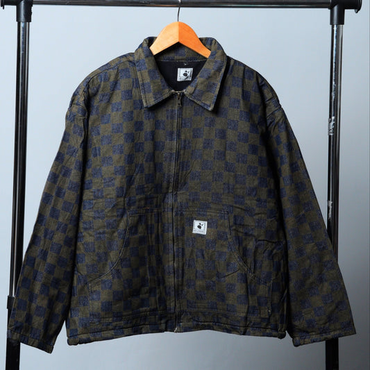 Upcycled Green & Navy Blue Checkered Jacket - The Hellebore Shop