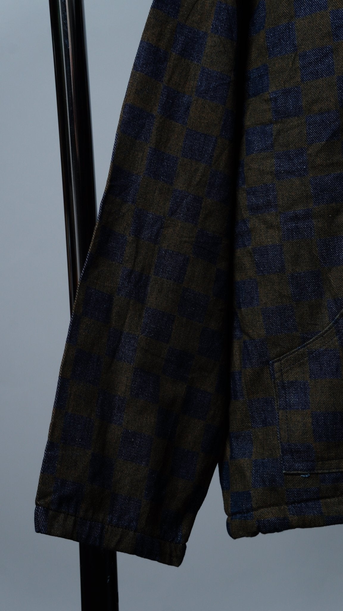 Upcycled Green & Navy Blue Checkered Jacket - The Hellebore Shop