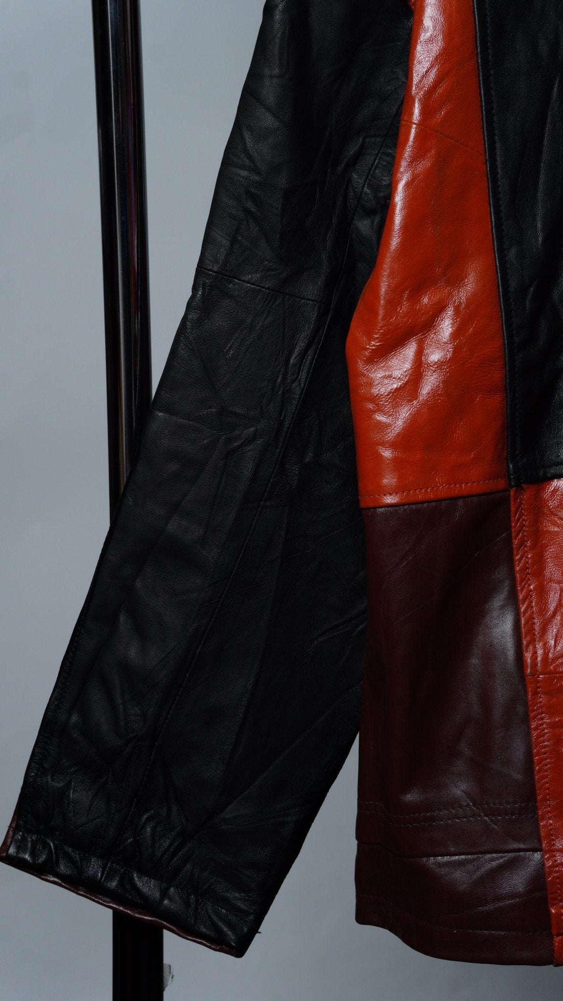Upcycled Leather Colorblock Jacket Size L - The Hellebore Shop