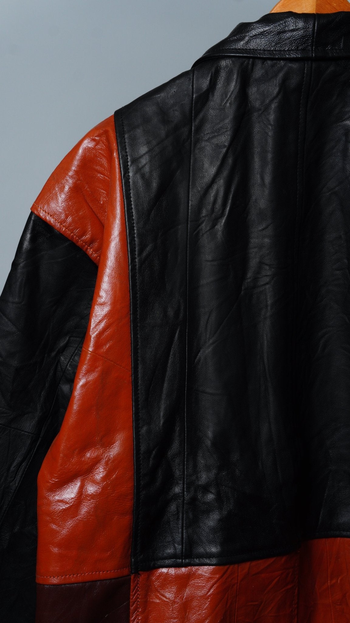 Upcycled Leather Colorblock Jacket Size L - The Hellebore Shop