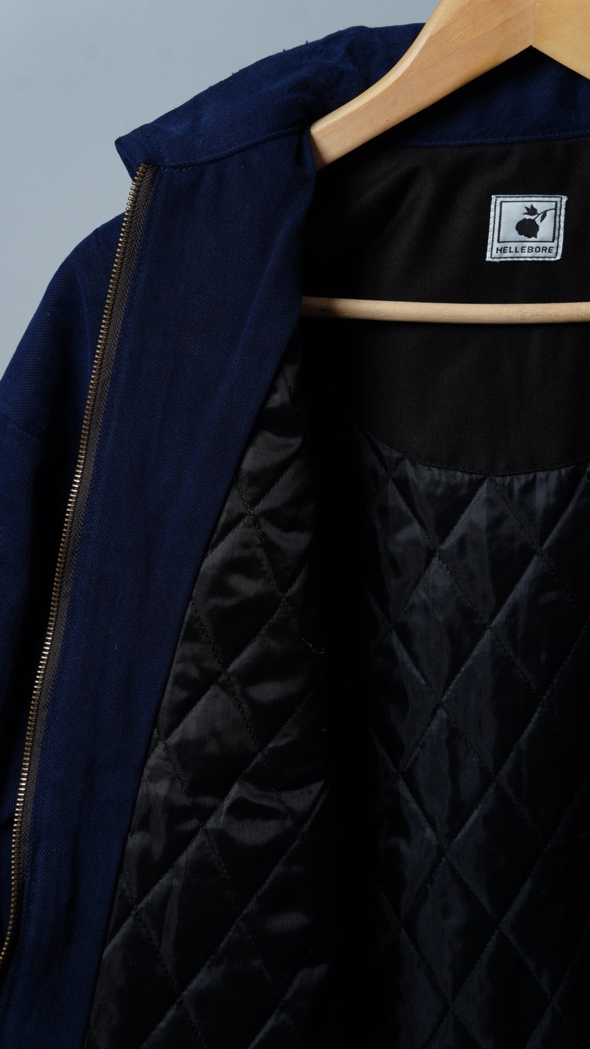 Upcycled Navy Blue Box Stitch Jacket - The Hellebore Shop