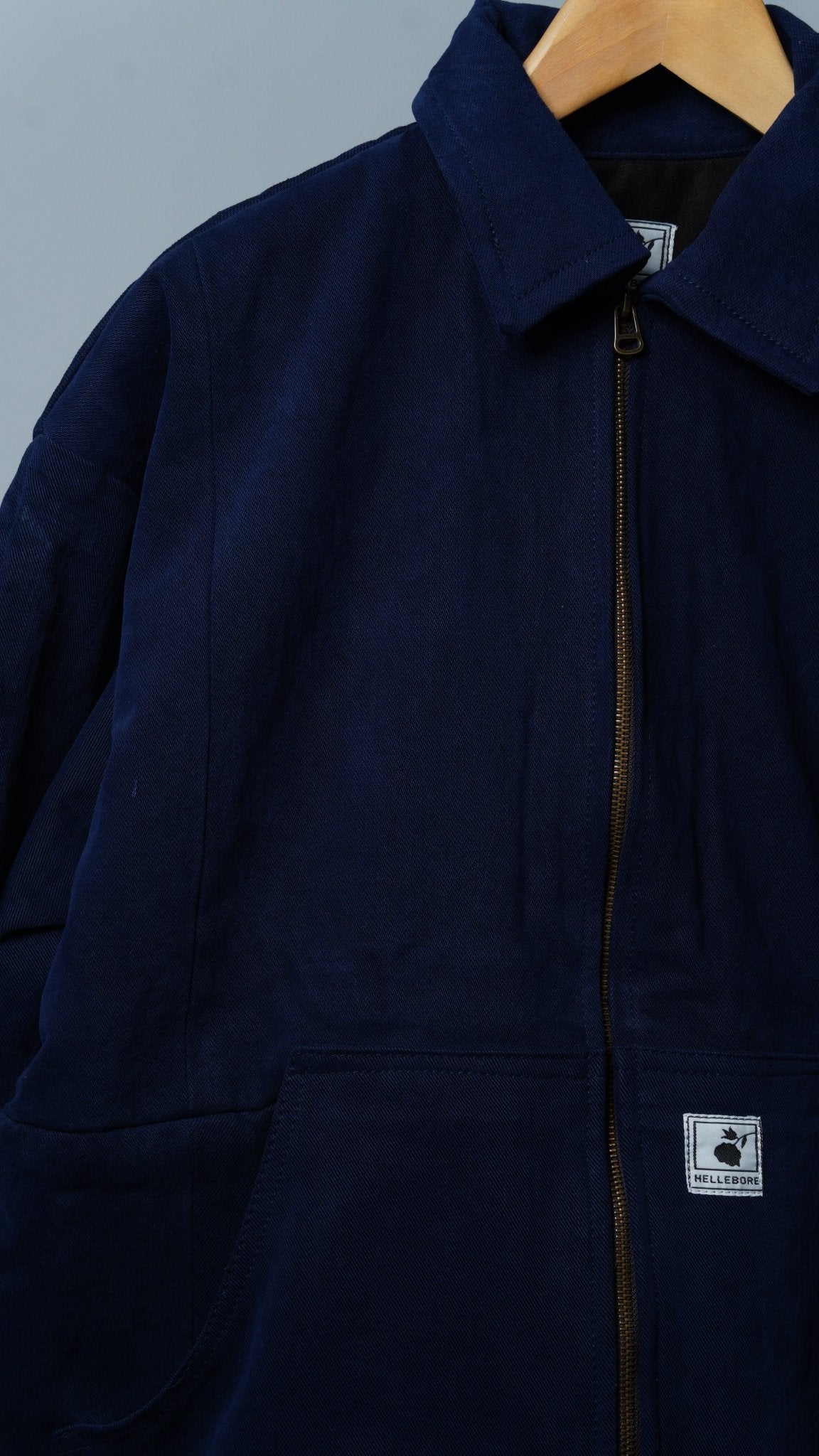 Upcycled Navy Blue Box Stitch Jacket - The Hellebore Shop