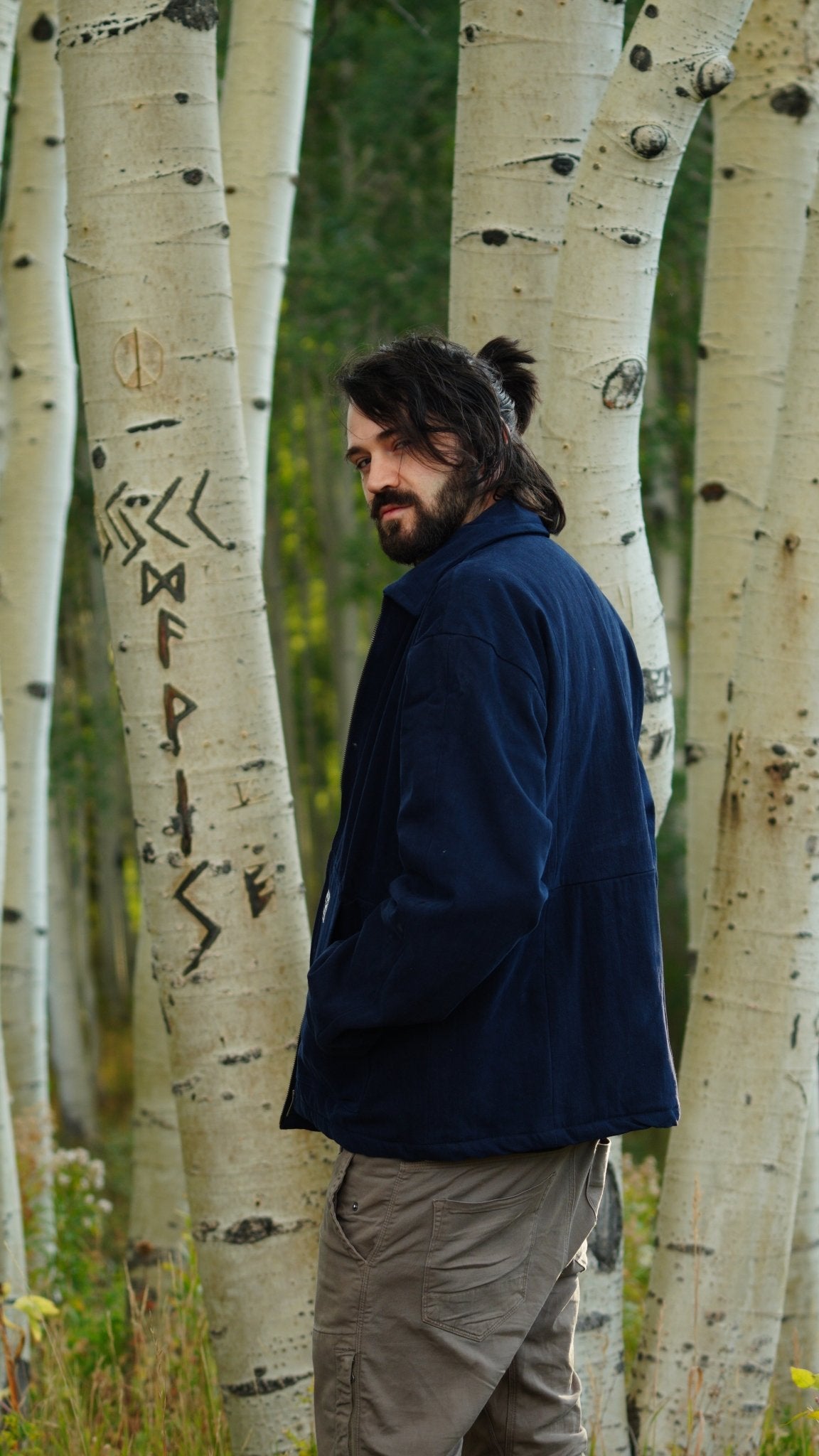 Upcycled Navy Blue Box Stitch Jacket - The Hellebore Shop