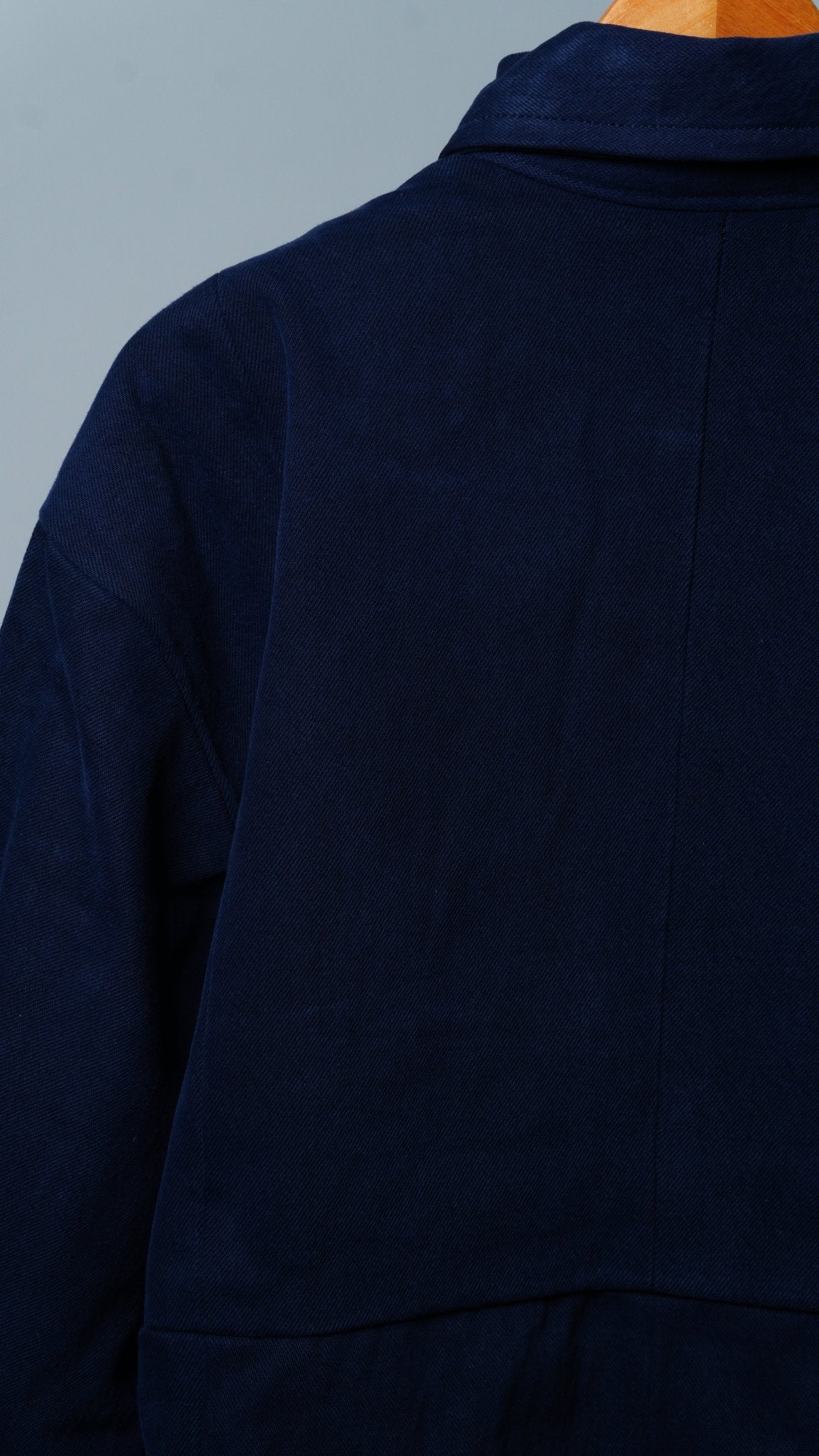 Upcycled Navy Blue Box Stitch Jacket - The Hellebore Shop
