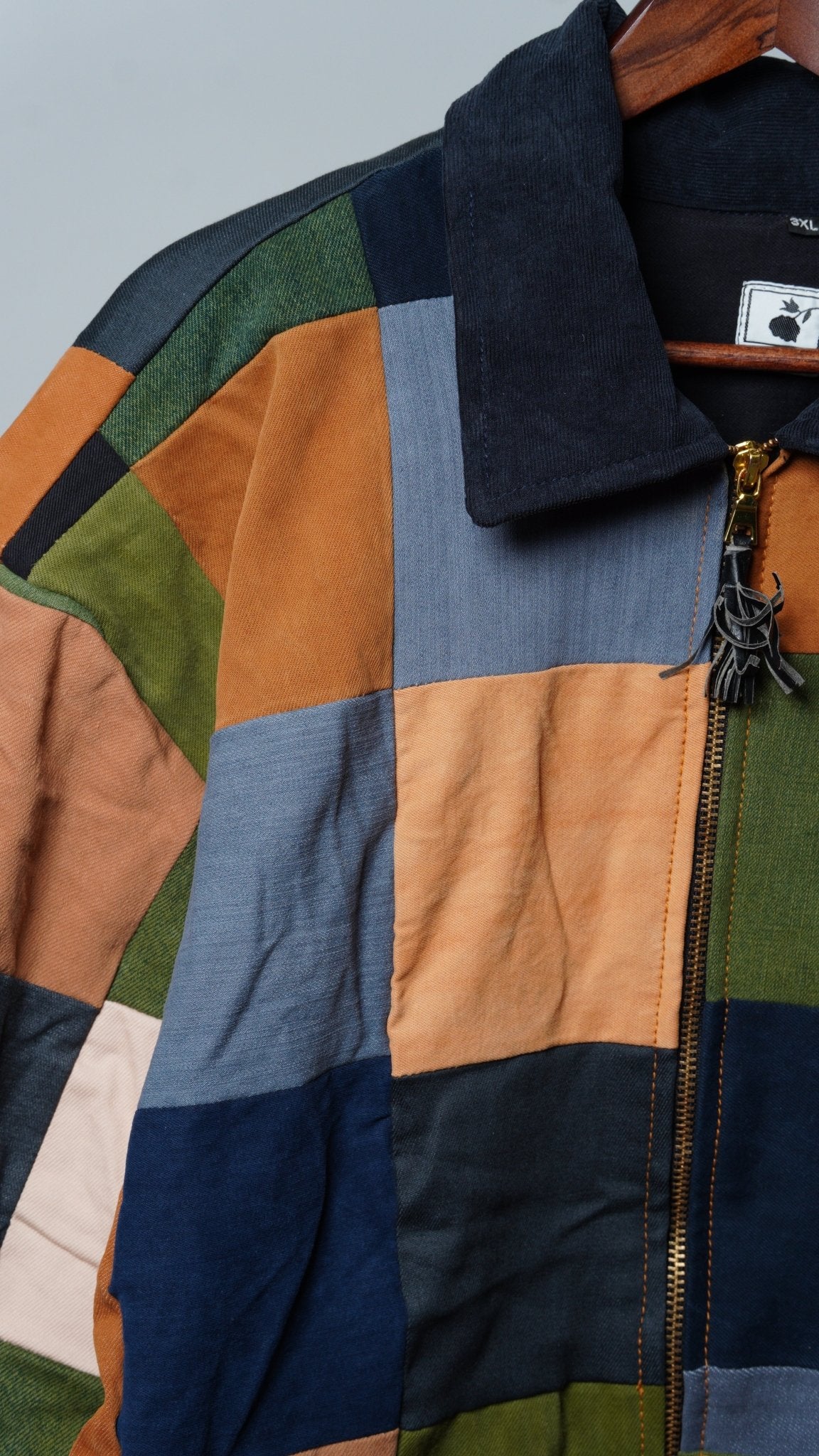 Upcycled Patchwork Jacket Size 3XL - The Hellebore Shop