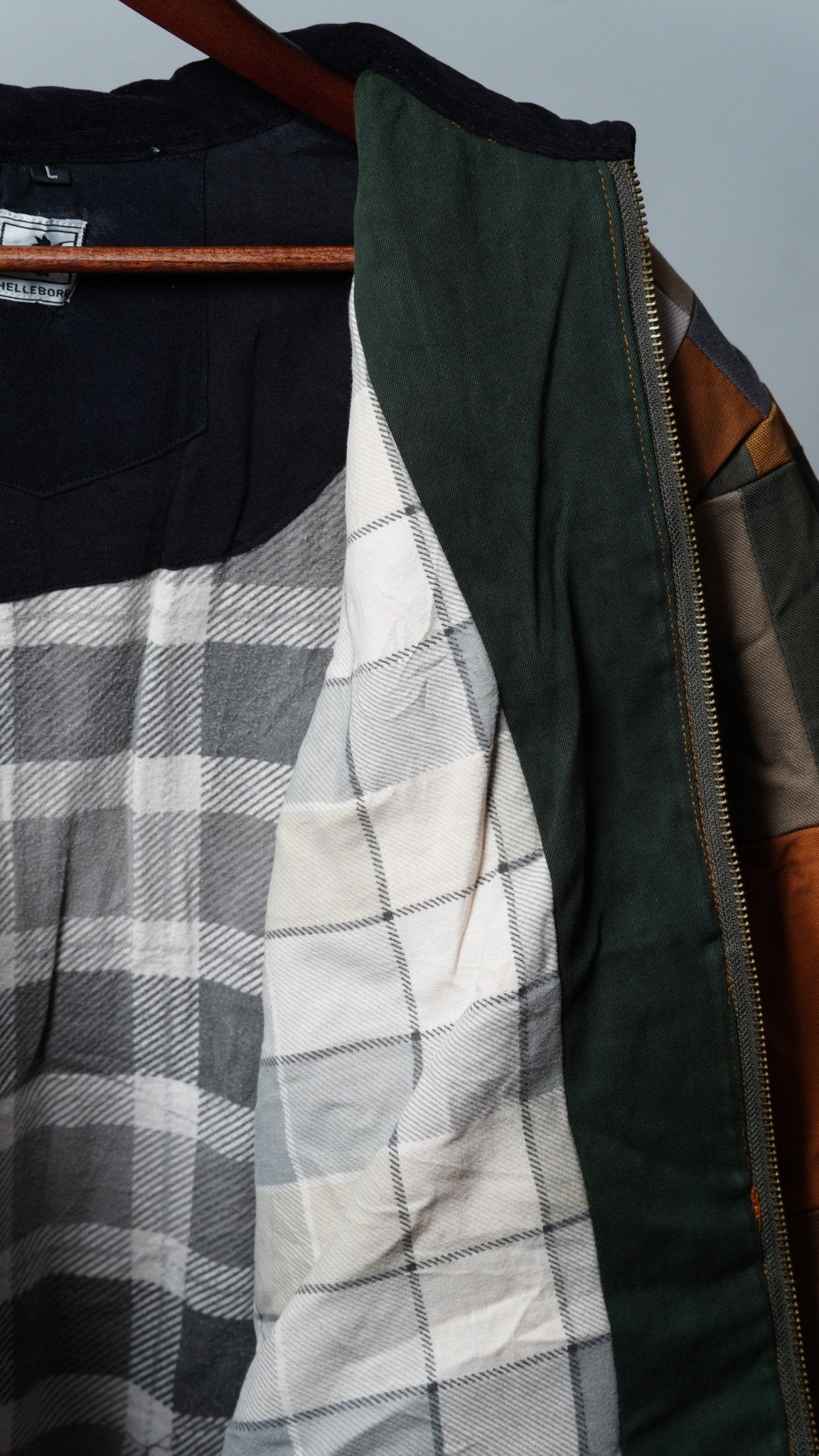 Upcycled Patchwork Jacket Size L - The Hellebore Shop