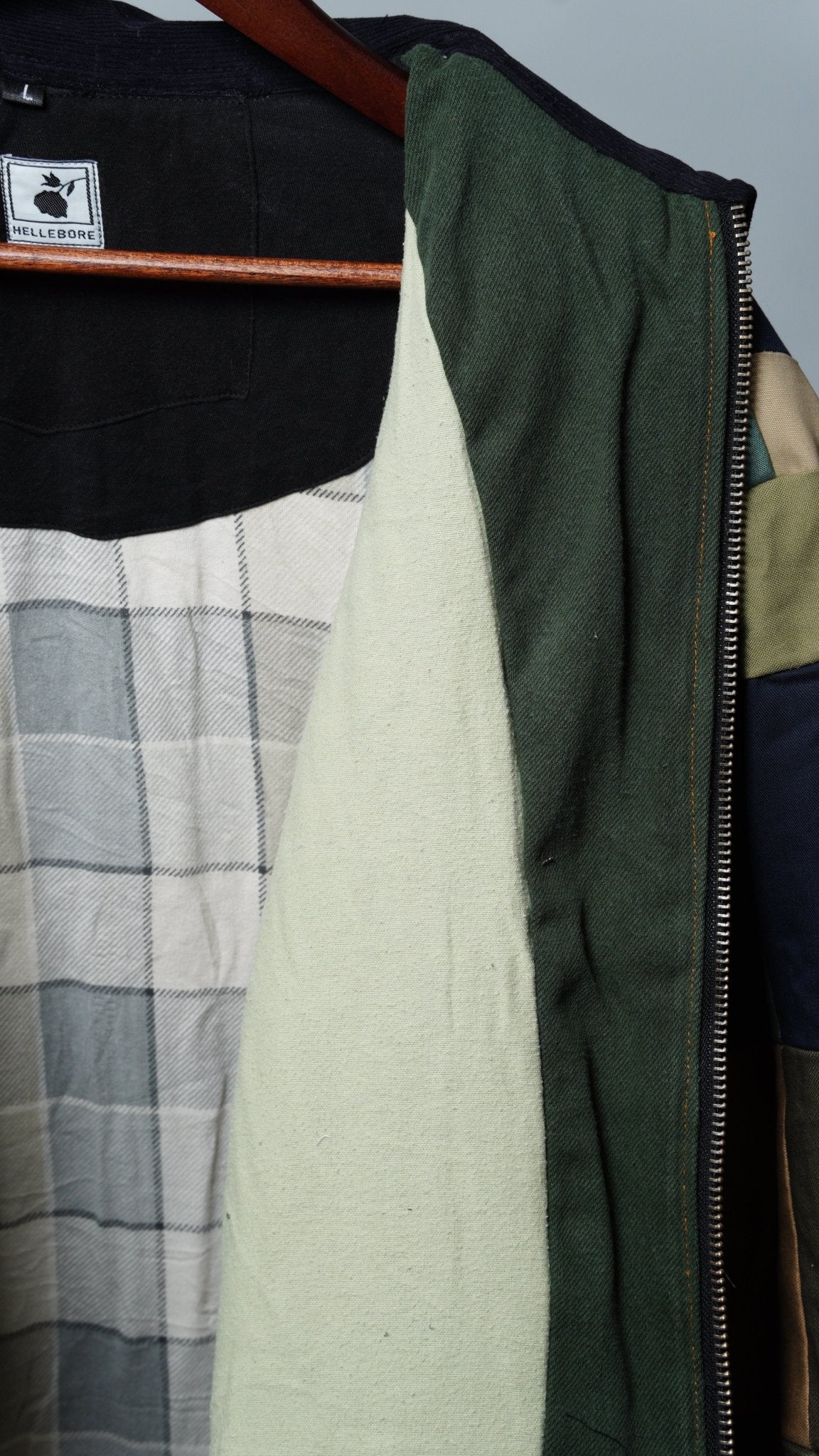 Upcycled Patchwork Jacket Size L - The Hellebore Shop