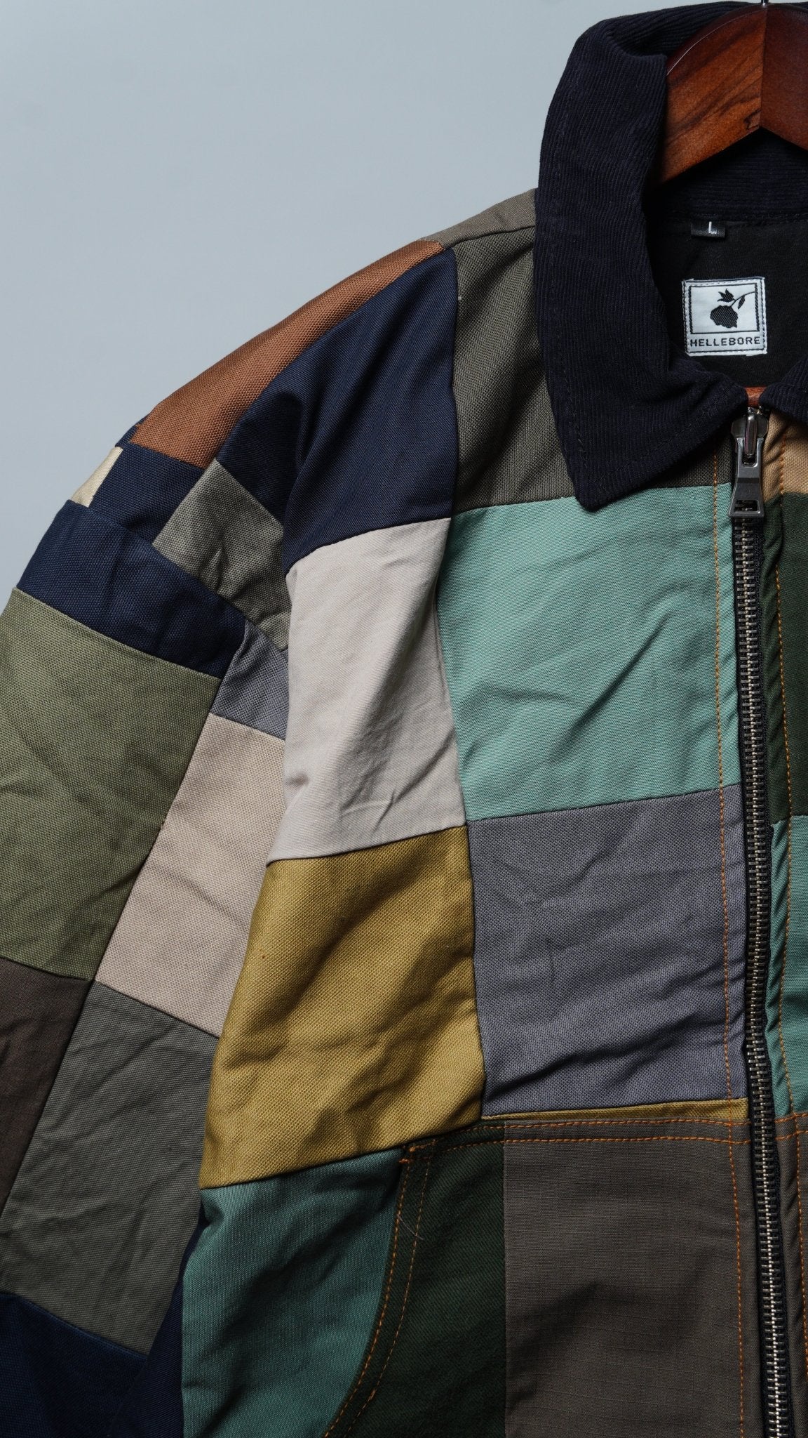 Upcycled Patchwork Jacket Size L - The Hellebore Shop