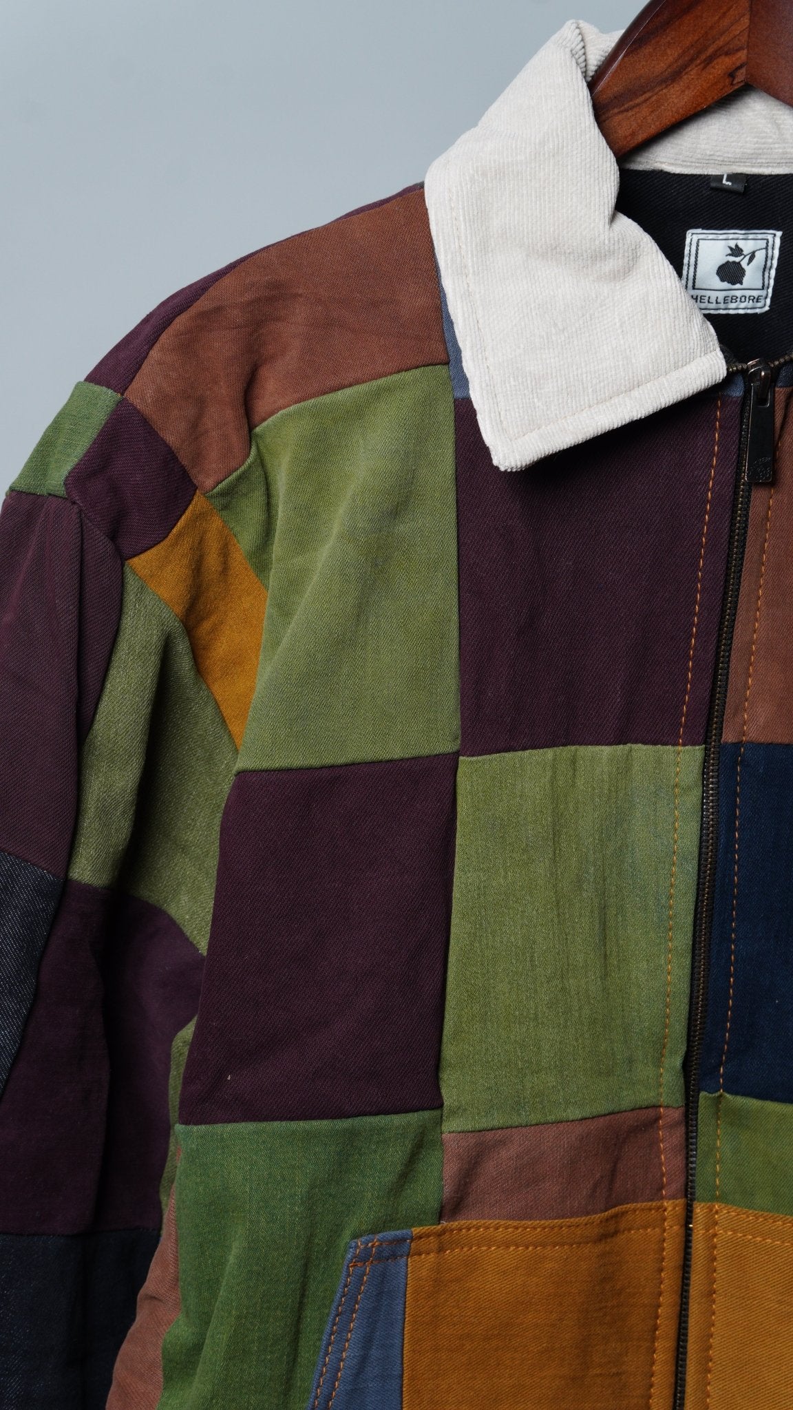 Upcycled Patchwork Jacket Size L - The Hellebore Shop