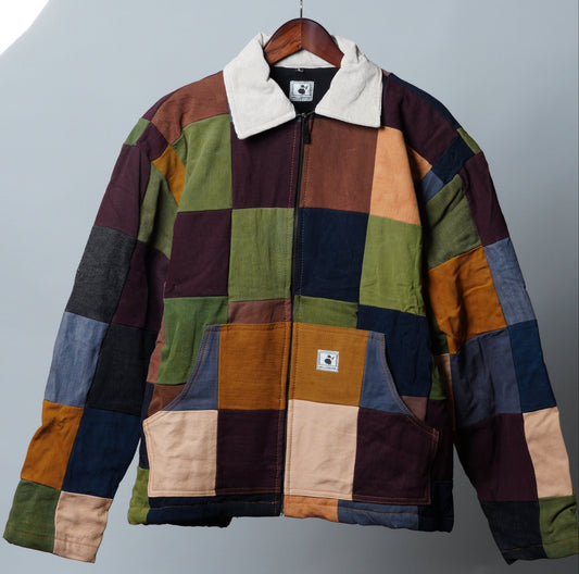 Upcycled Patchwork Jacket Size L - The Hellebore Shop