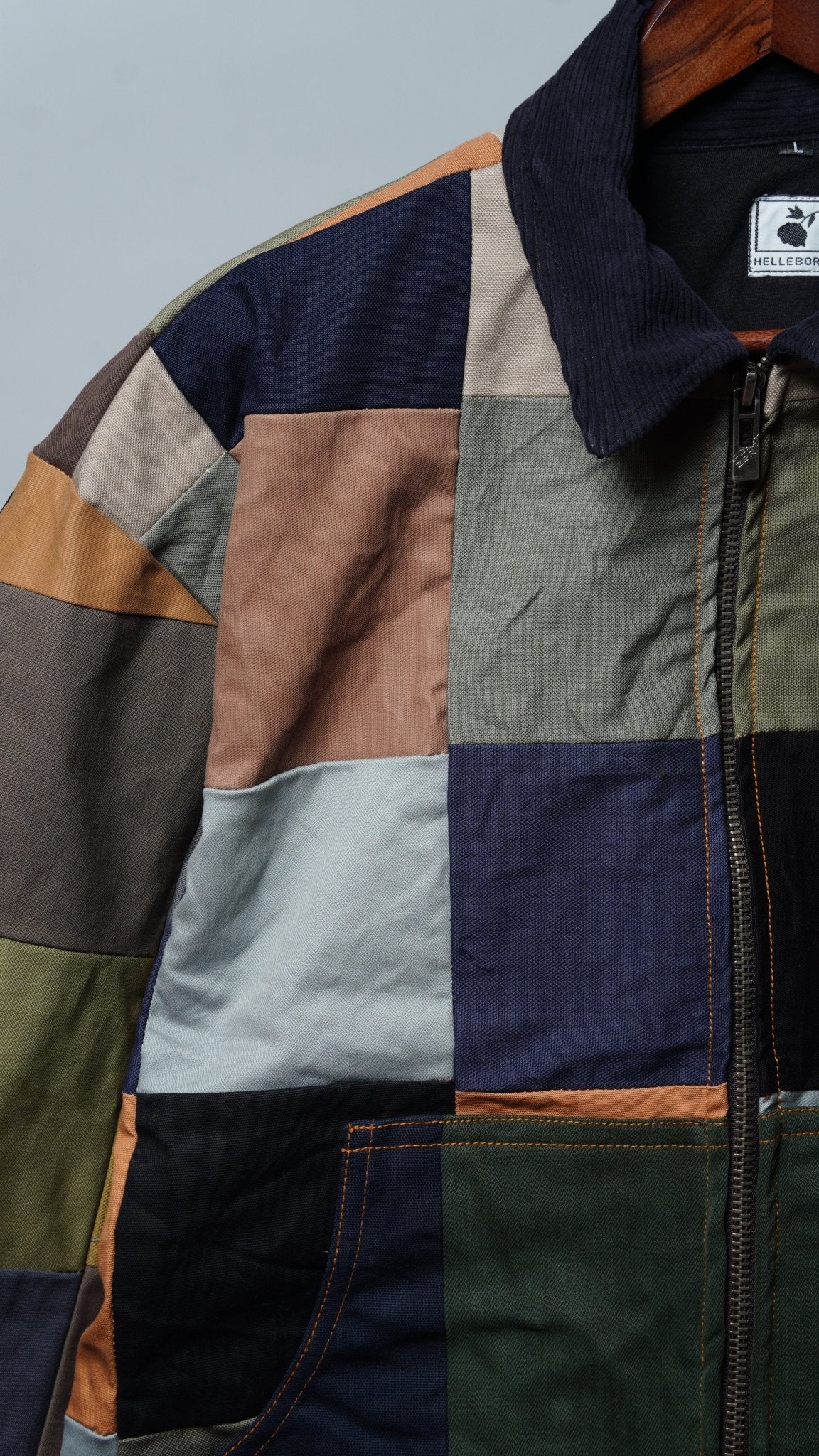 Upcycled Patchwork Jacket Size L - The Hellebore Shop
