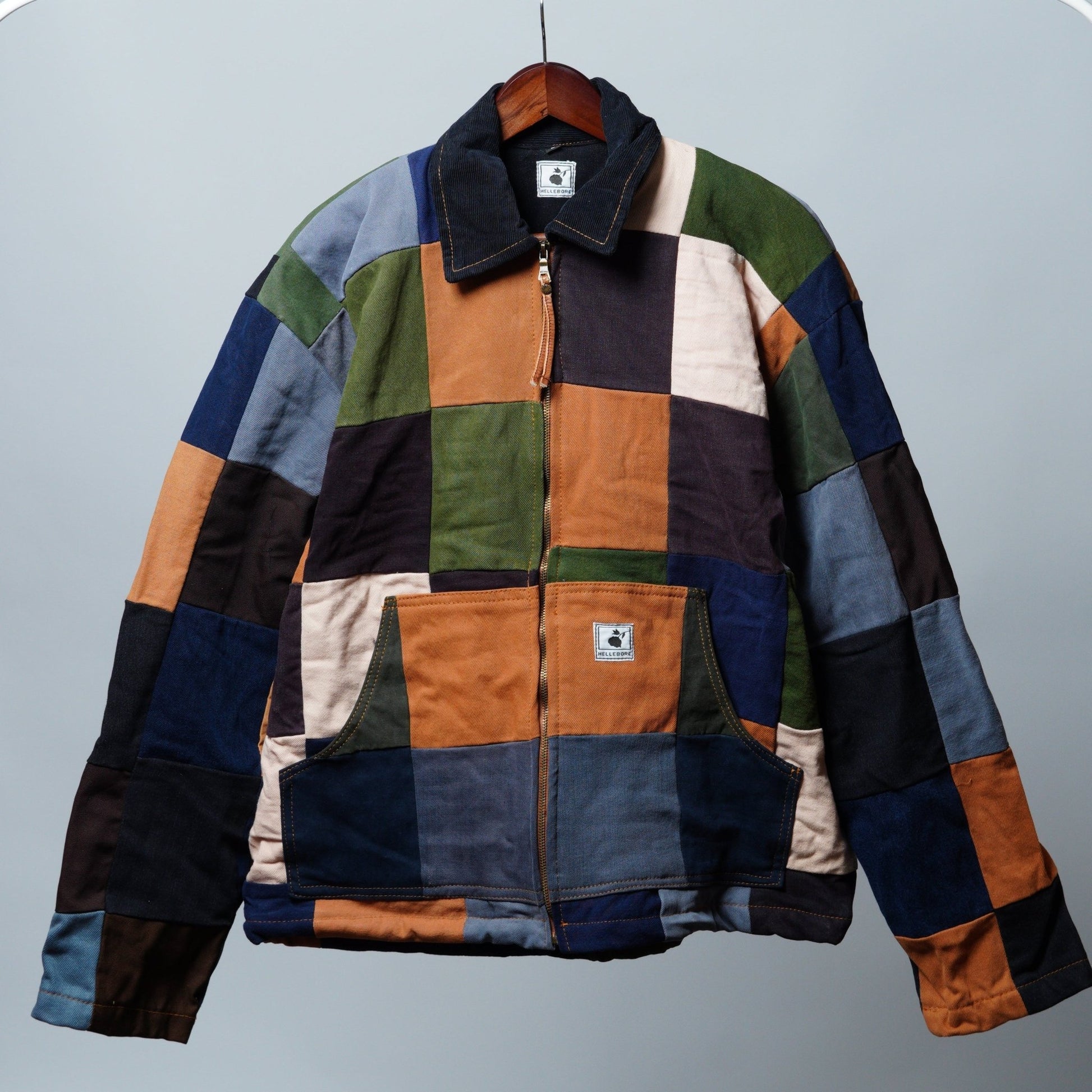 Upcycled Patchwork Jacket Size L - The Hellebore Shop