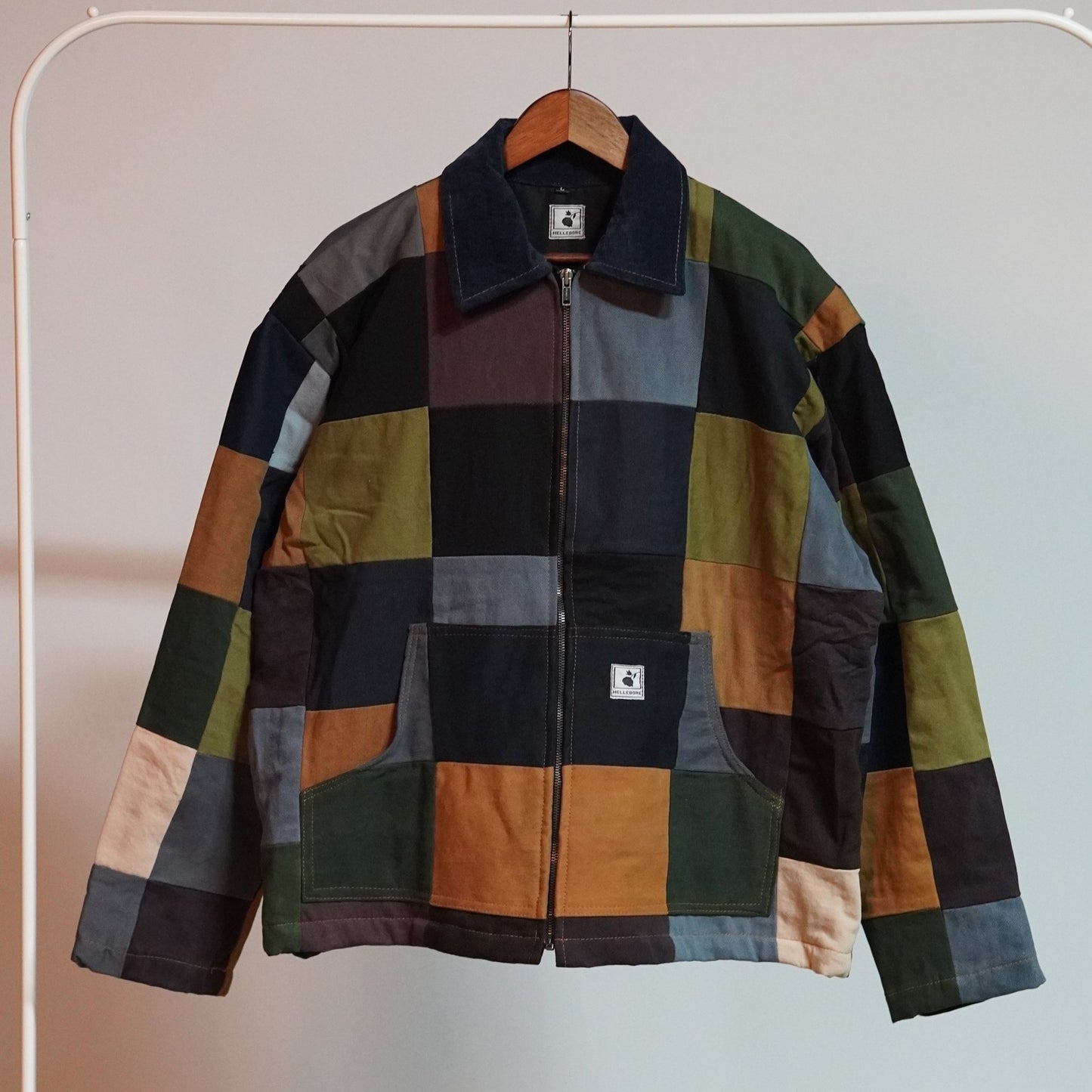 Upcycled Patchwork Jacket Size L - The Hellebore Shop