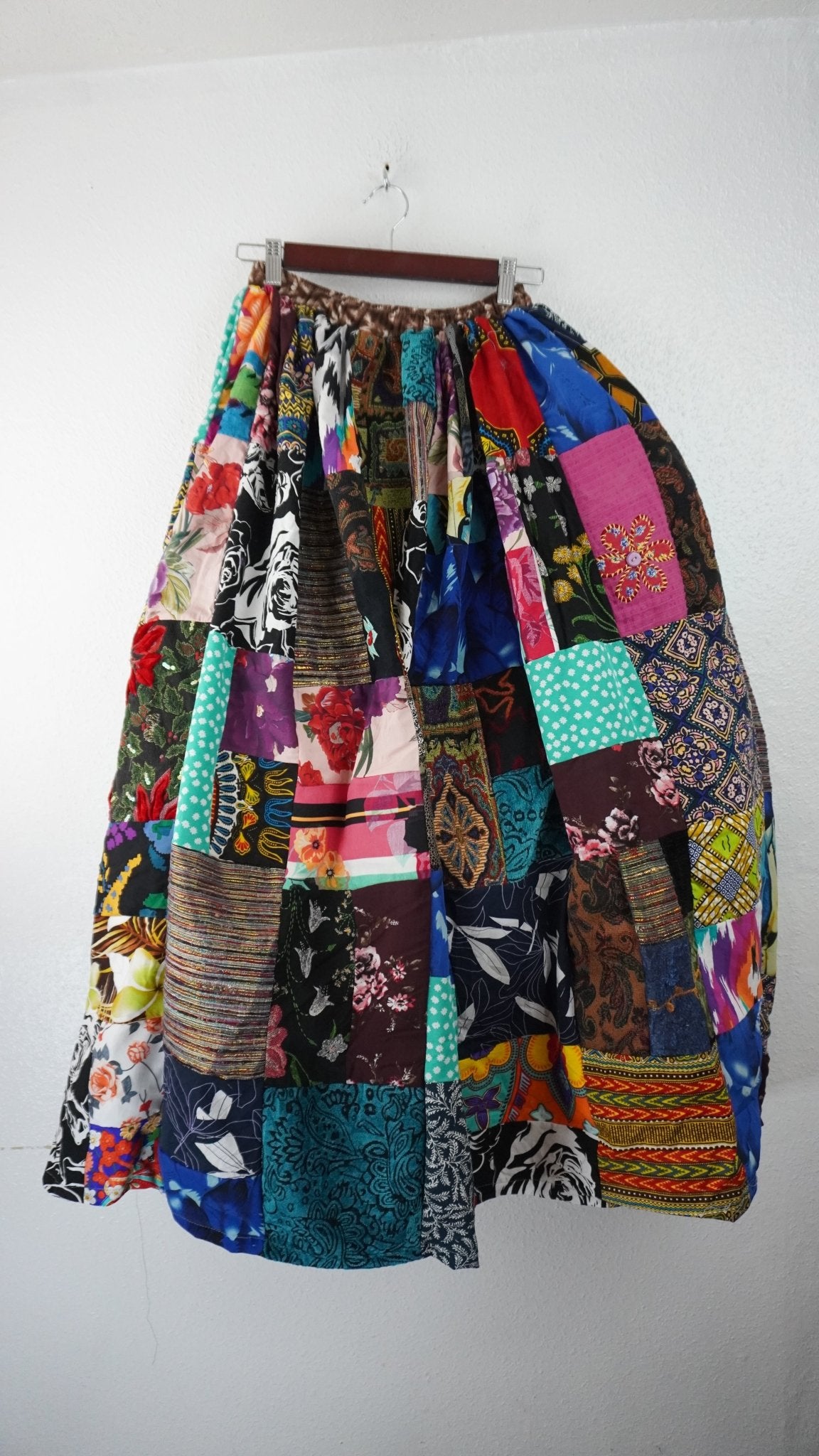 Upcycled Patchwork Maxi Skirt - The Hellebore Shop