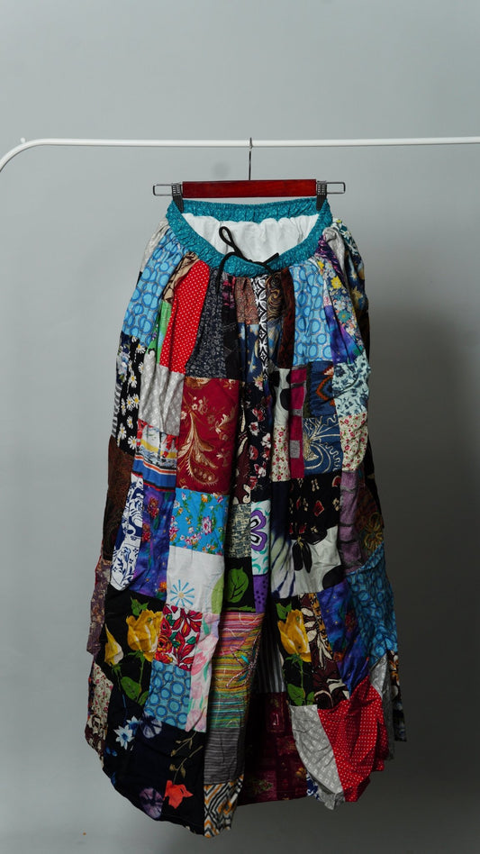 Upcycled Patchwork Maxi Skirt - The Hellebore Shop