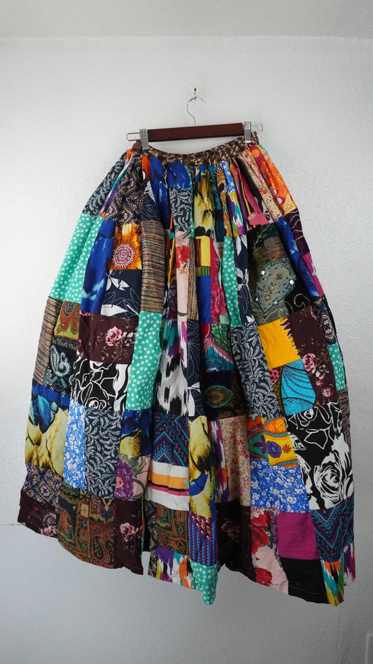 Upcycled Patchwork Maxi Skirt - The Hellebore Shop