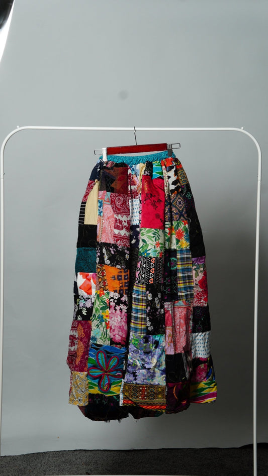 Upcycled Patchwork Maxi Skirt - The Hellebore Shop