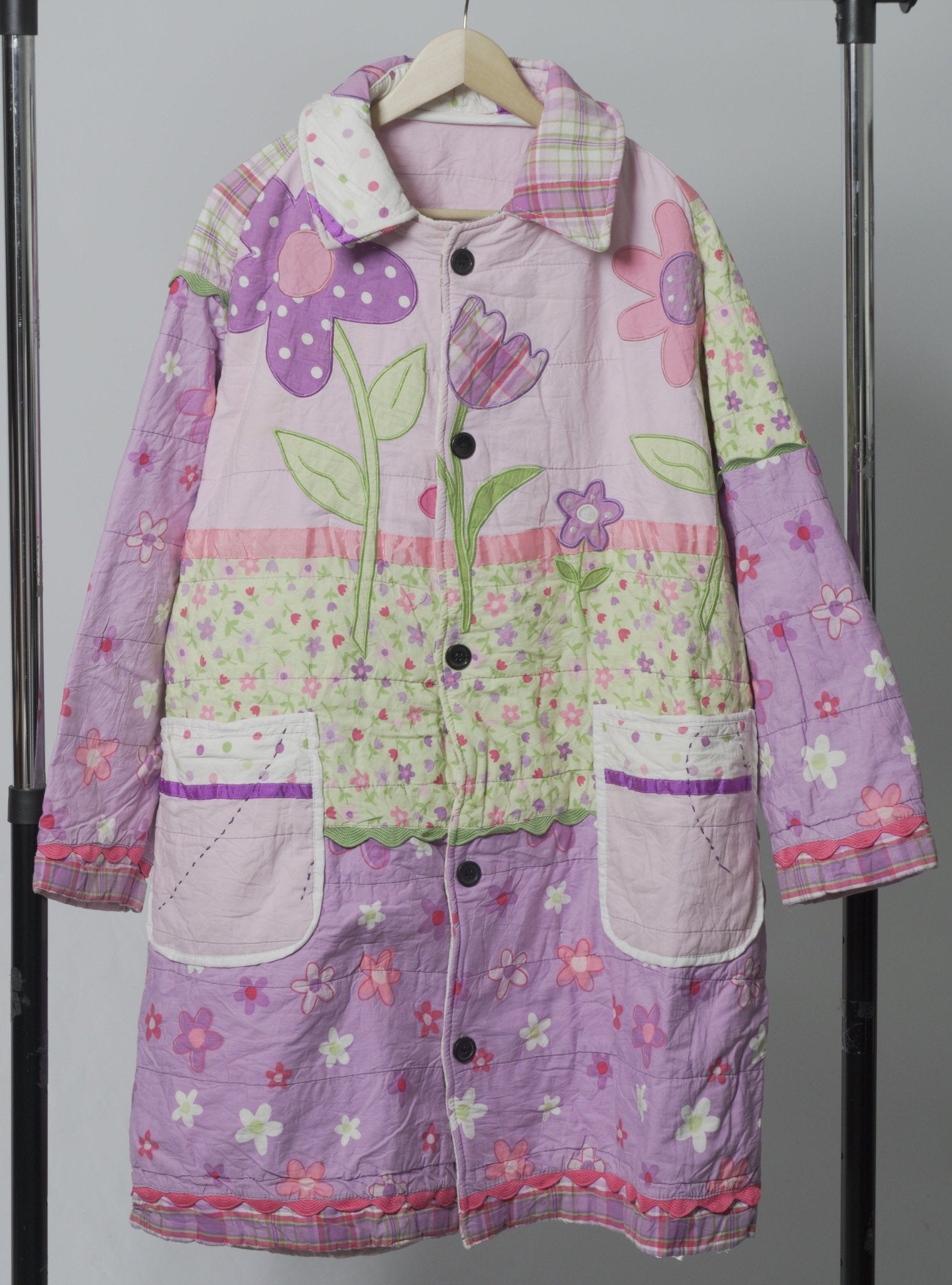 Upcycled Quilt Oversize Cocoon Trench Coat - The Hellebore Shop