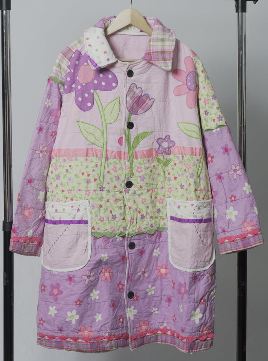 Upcycled Quilt Oversize Cocoon Trench Coat - The Hellebore Shop